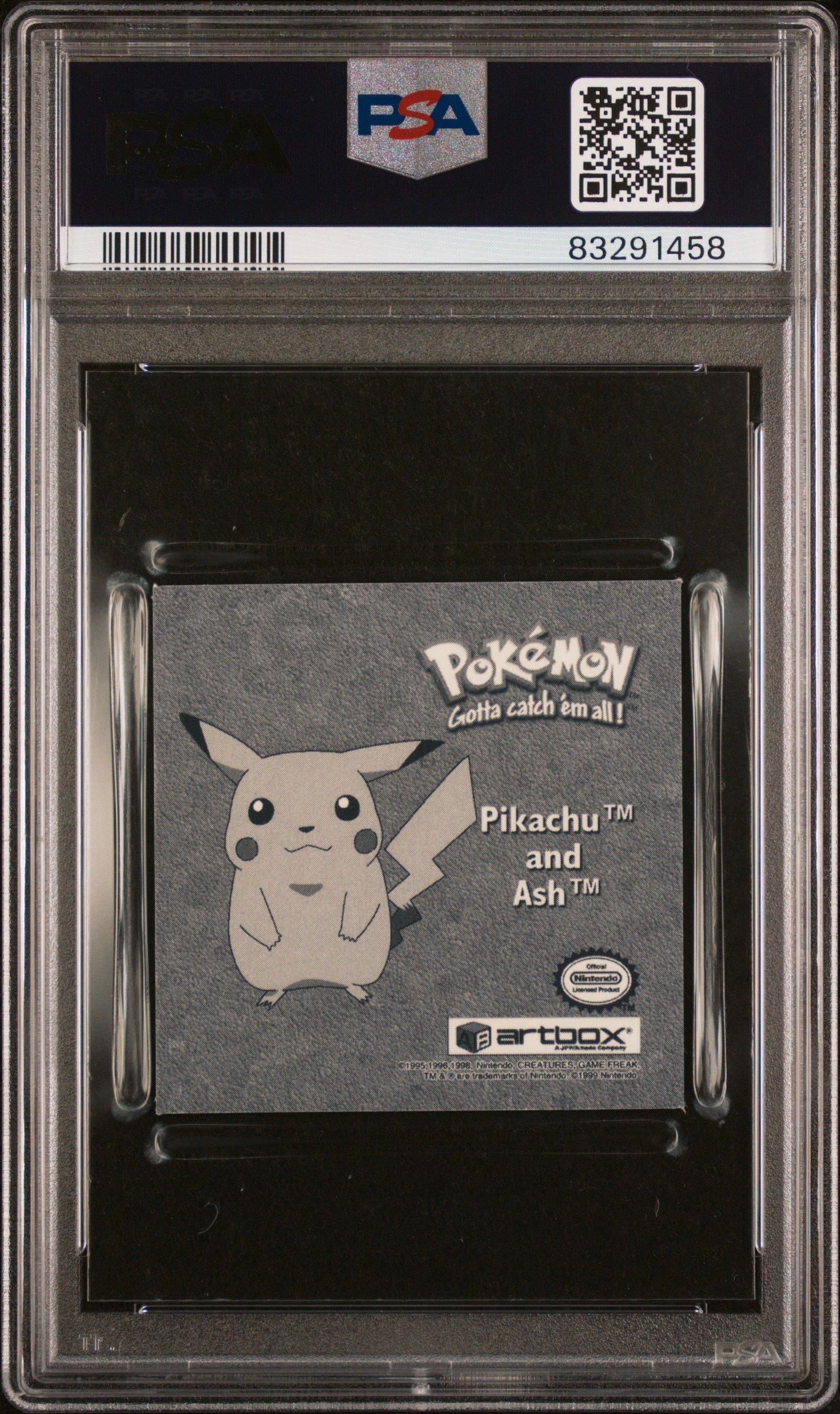 1999 Pokemon Stickers Series 1 Bonus Prism Stickers Pr13 Pikachu And Ash PSA 8