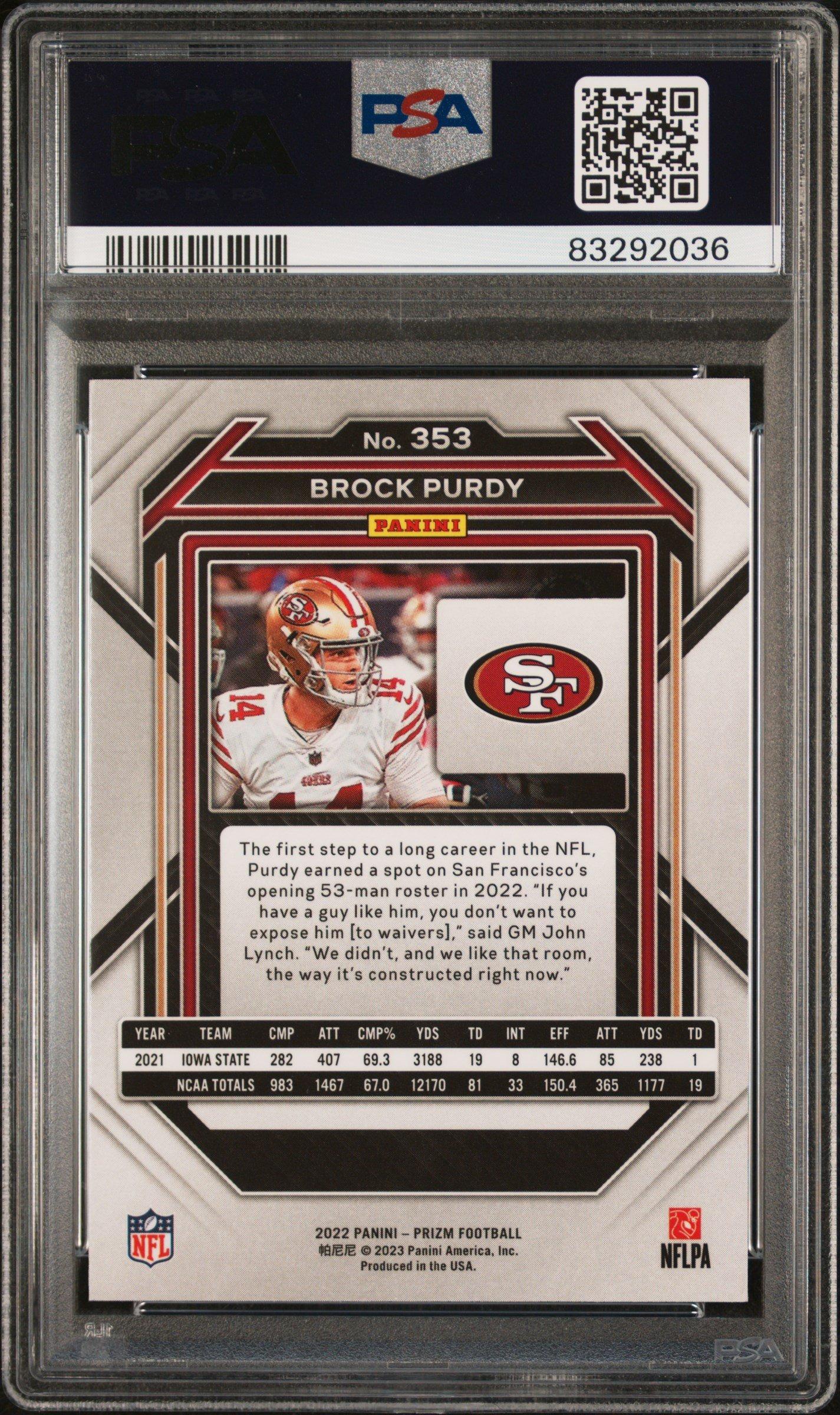 2022 Panini Prizm 353 Brock Purdy PSA 9