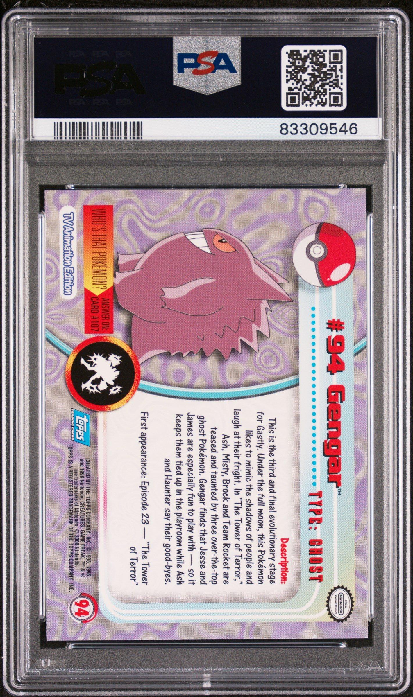 2000 Topps Pokemon Tv Animation Series 2 94 Gengar PSA 9