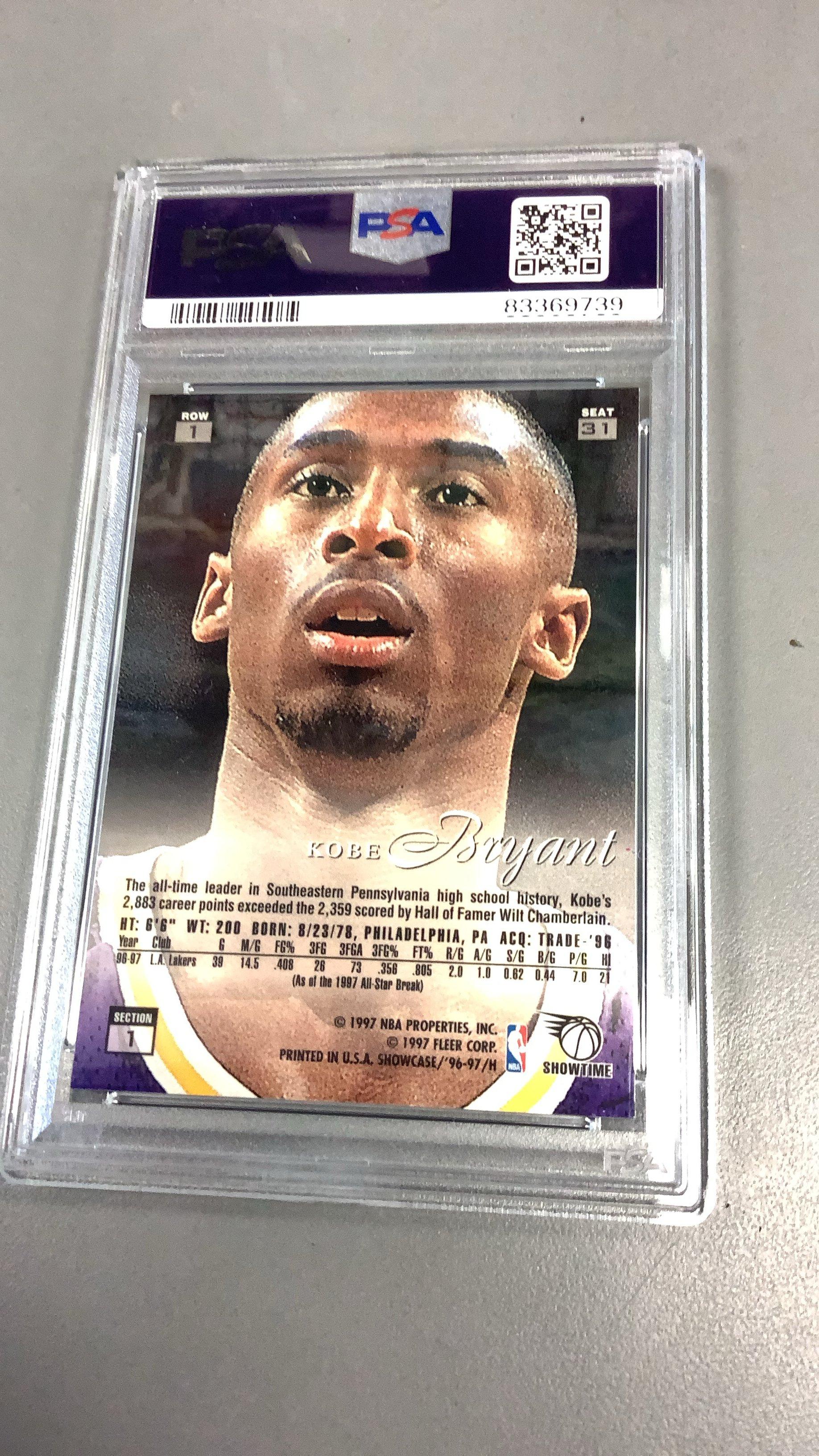 1996 Flair Showcase 31 Kobe Bryant Row 1 PSA 8
