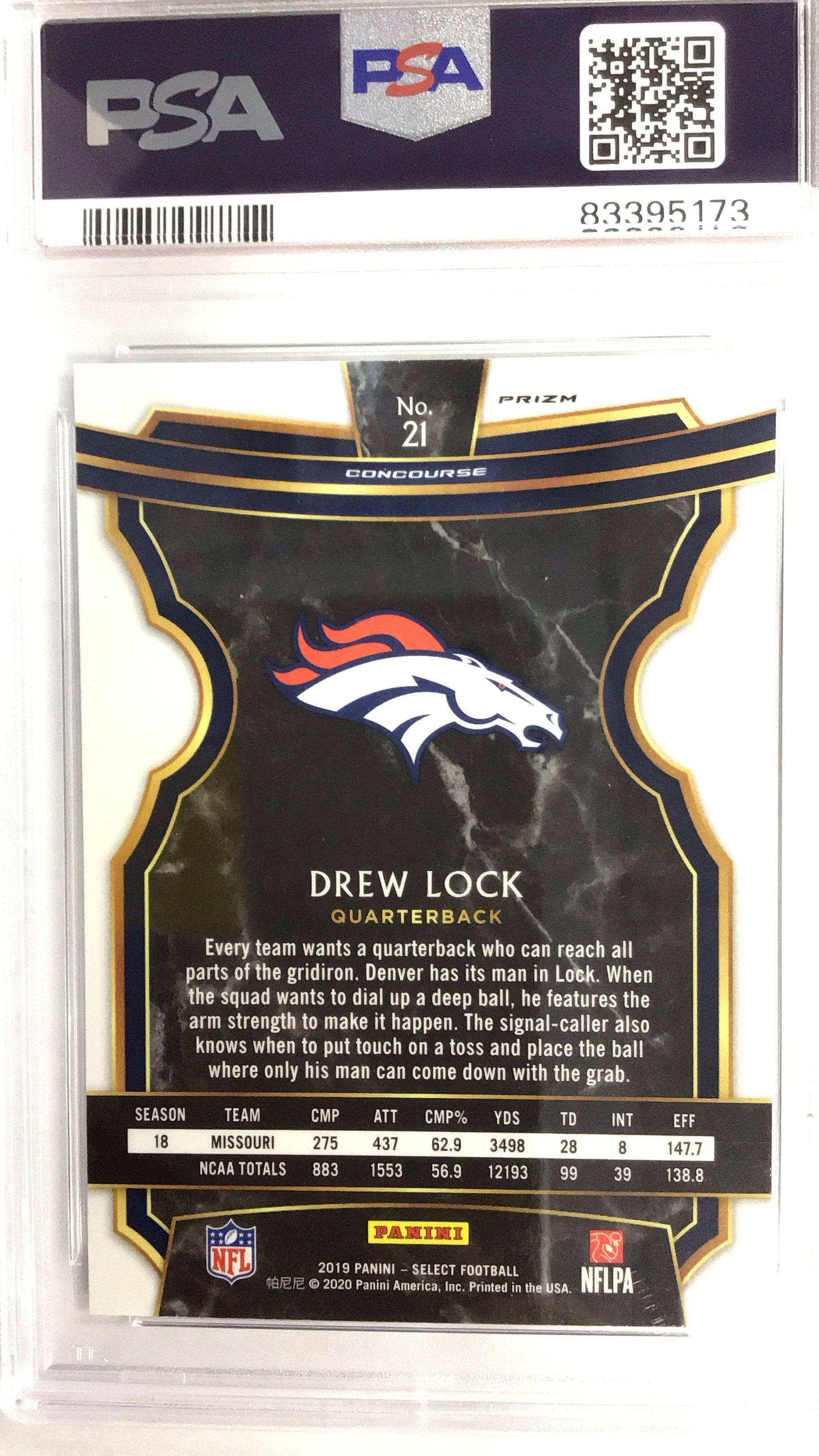 2019 Panini Select 21 Drew Lock Silver Prizm PSA 8