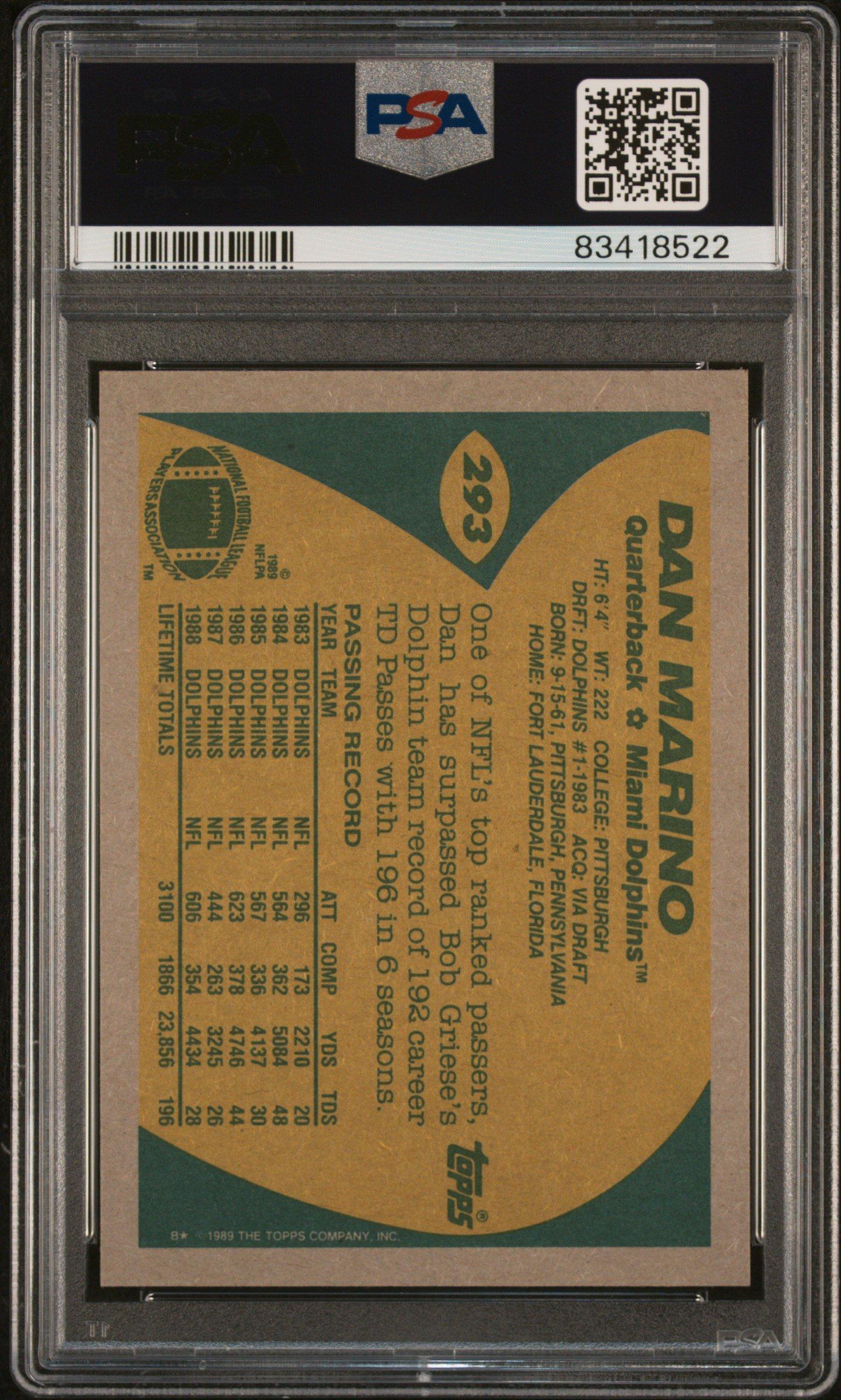 1989 Topps 293 Dan Marino PSA 10