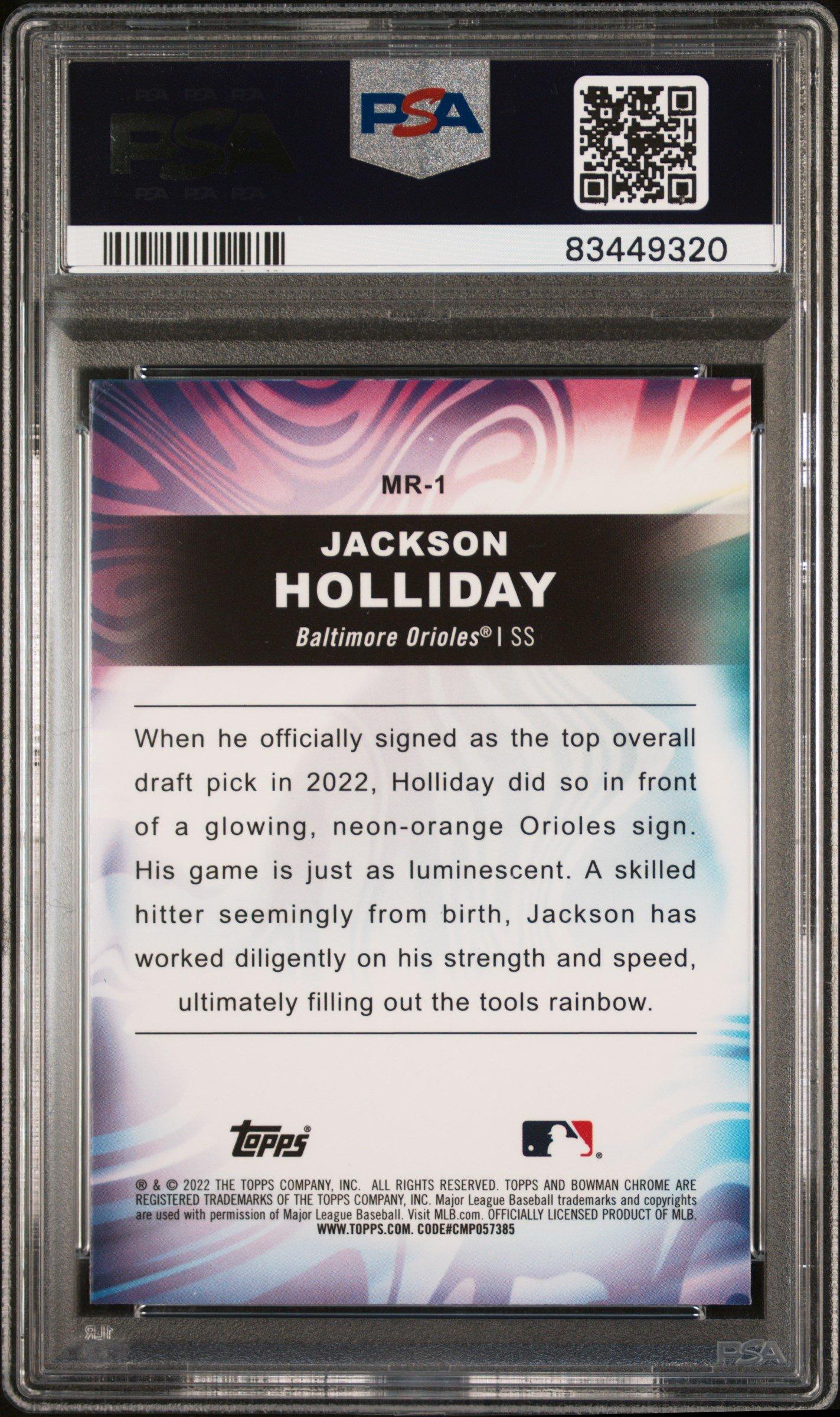 2022 Bowman Draft Mood Ring Mr1 Jackson Holliday PSA 10