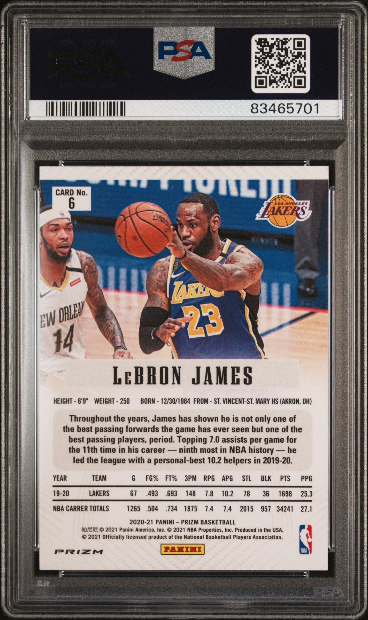 2020 Panini Prizm Prizm Flashback 6 Lebron James Fast Break Prizm PSA 8