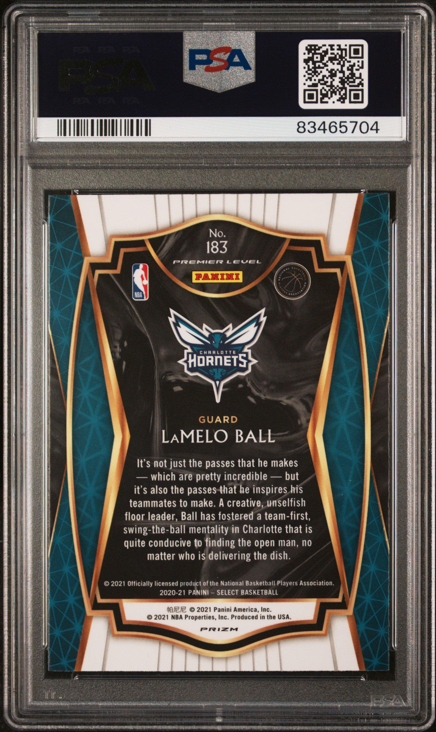 2020 Panini Select 183 Lamelo Ball Red/white/orange Shimmer PSA 10