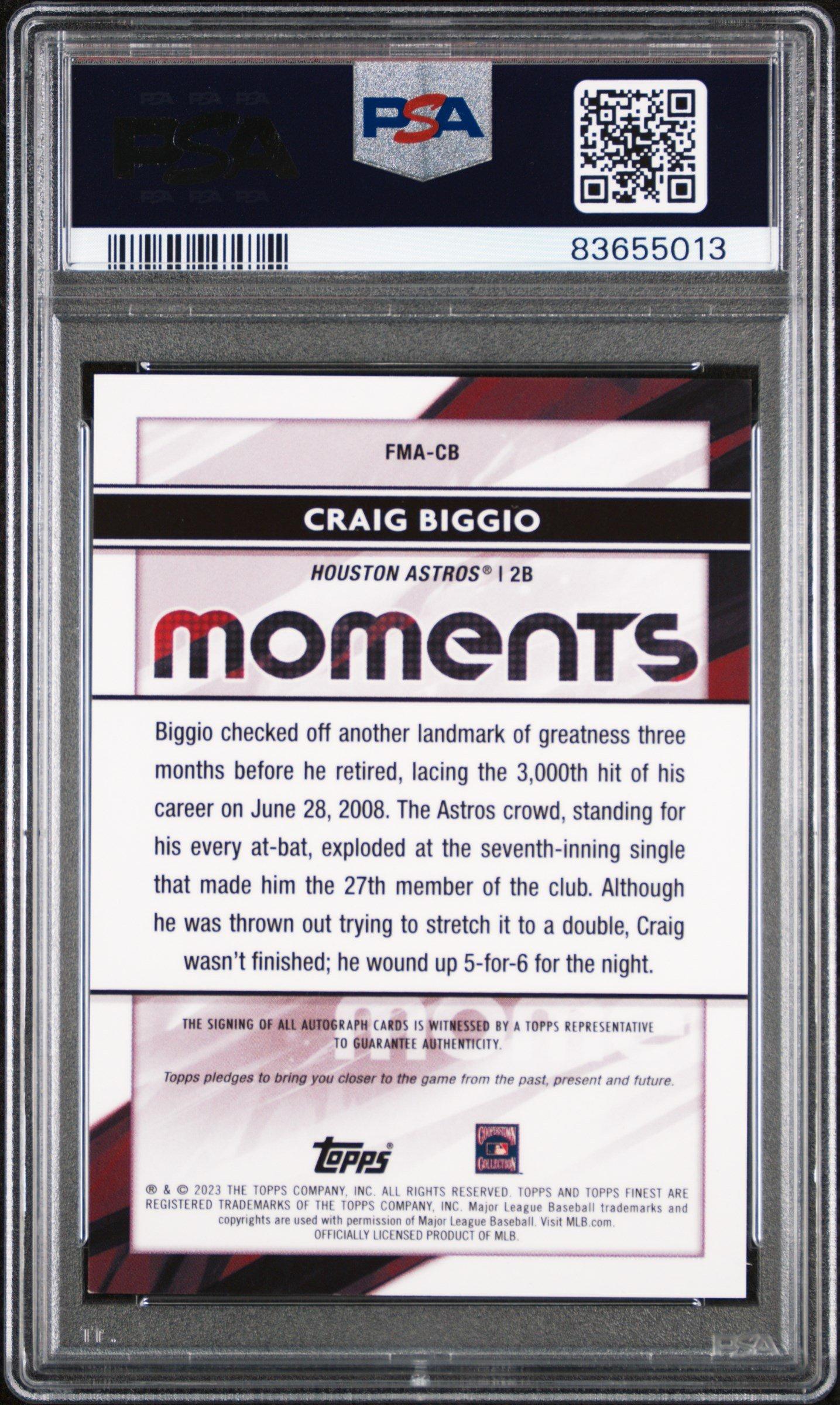 2023 Topps Finest Finest Moments Autographs Fmacb Craig Biggio PSA 9