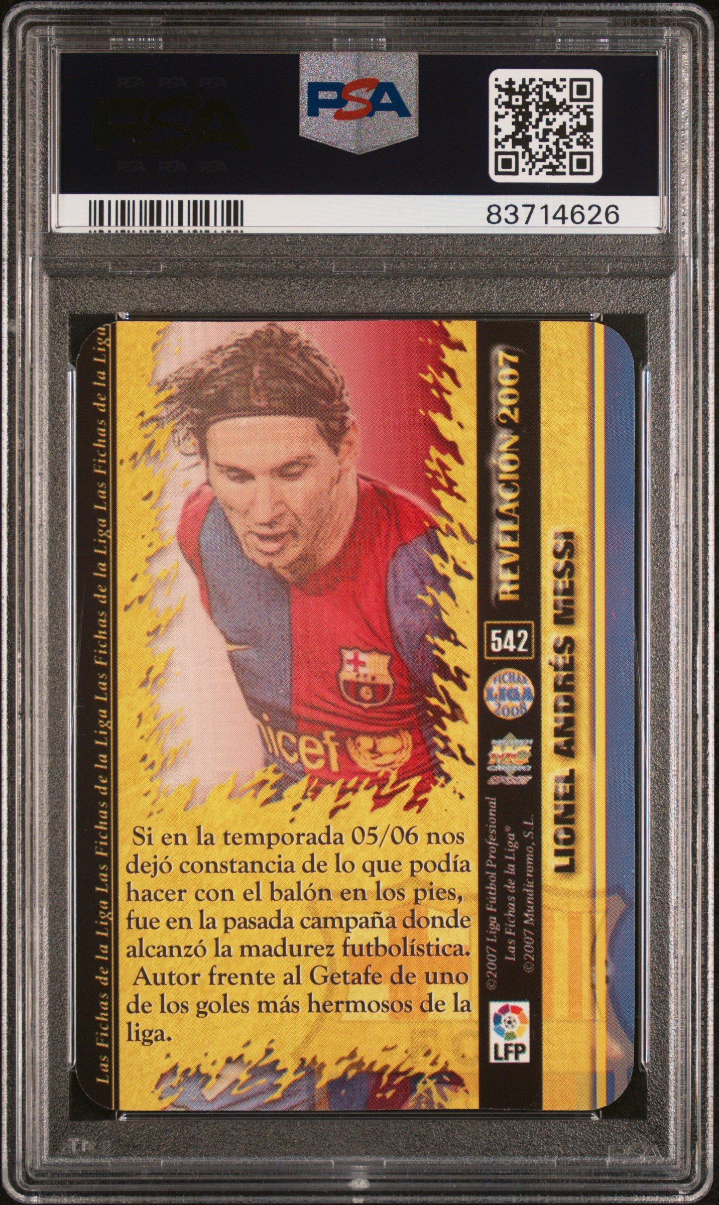 2007 Mundi Cromo Las Fichas De La Liga 542 Lionel Messi Marbled-vertical PSA 9