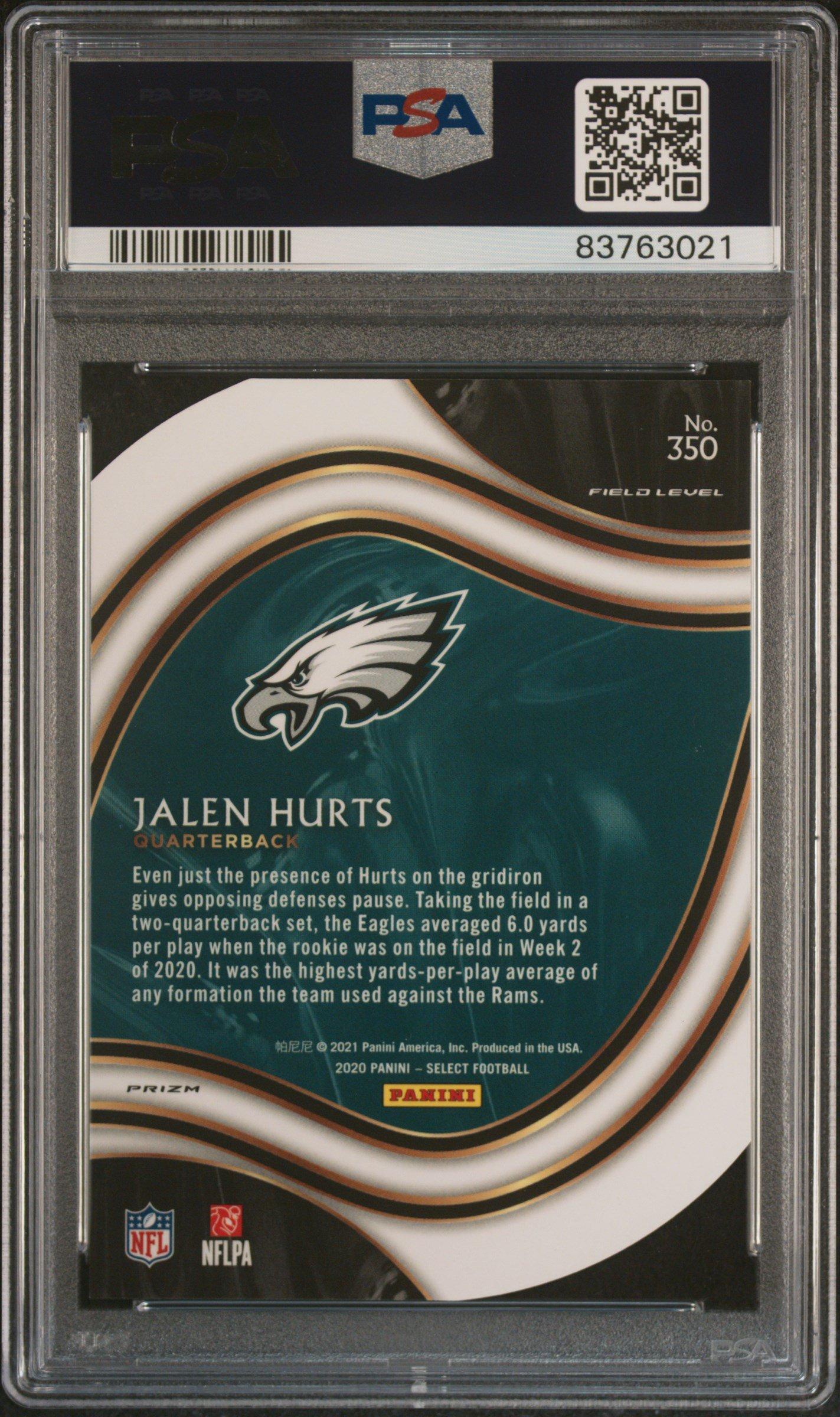 2020 Panini Select 350 Jalen Hurts Die-cut White Prizm PSA 10