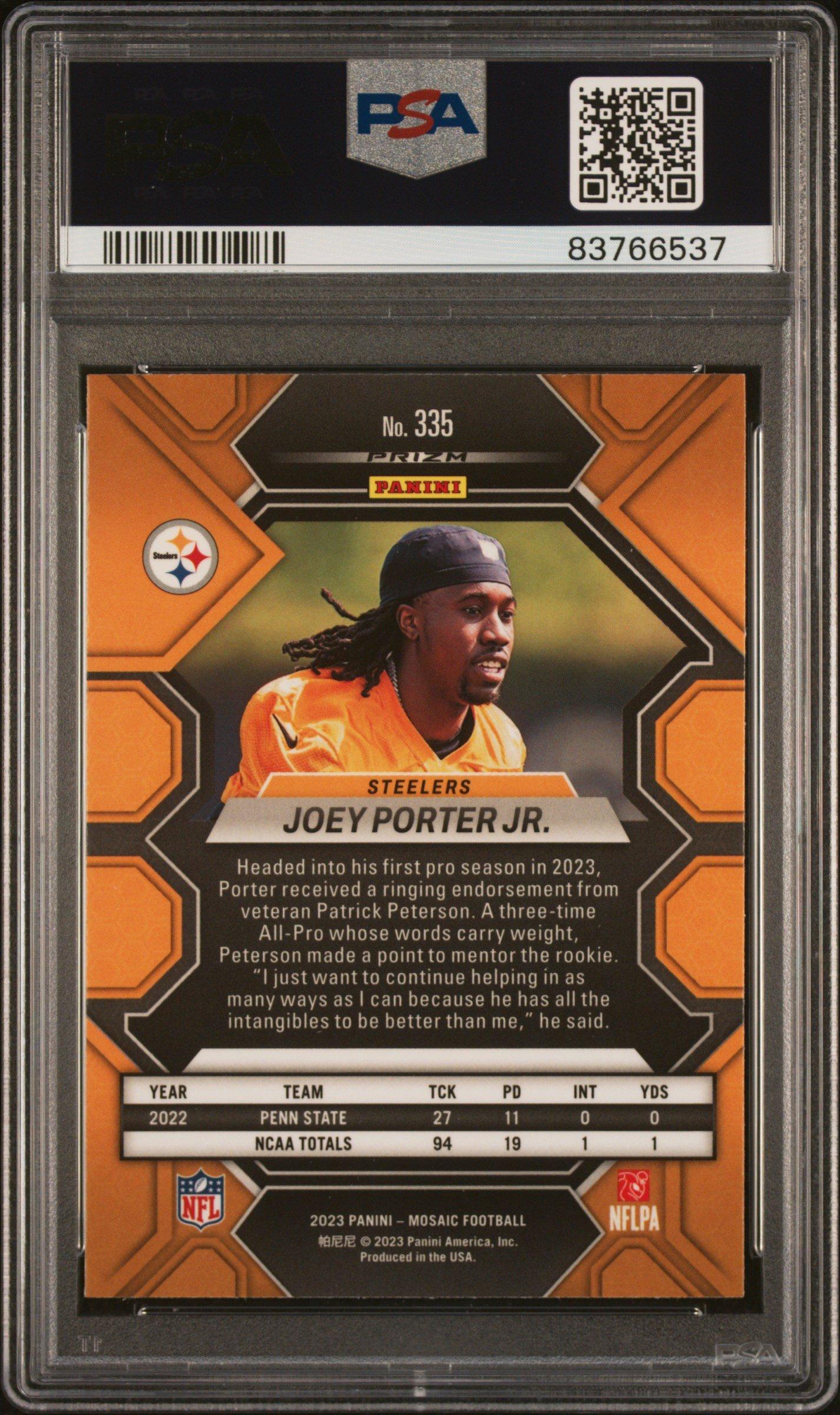 2023 Panini Mosaic 335 Joey Porter Jr. Honeycomb PSA 10