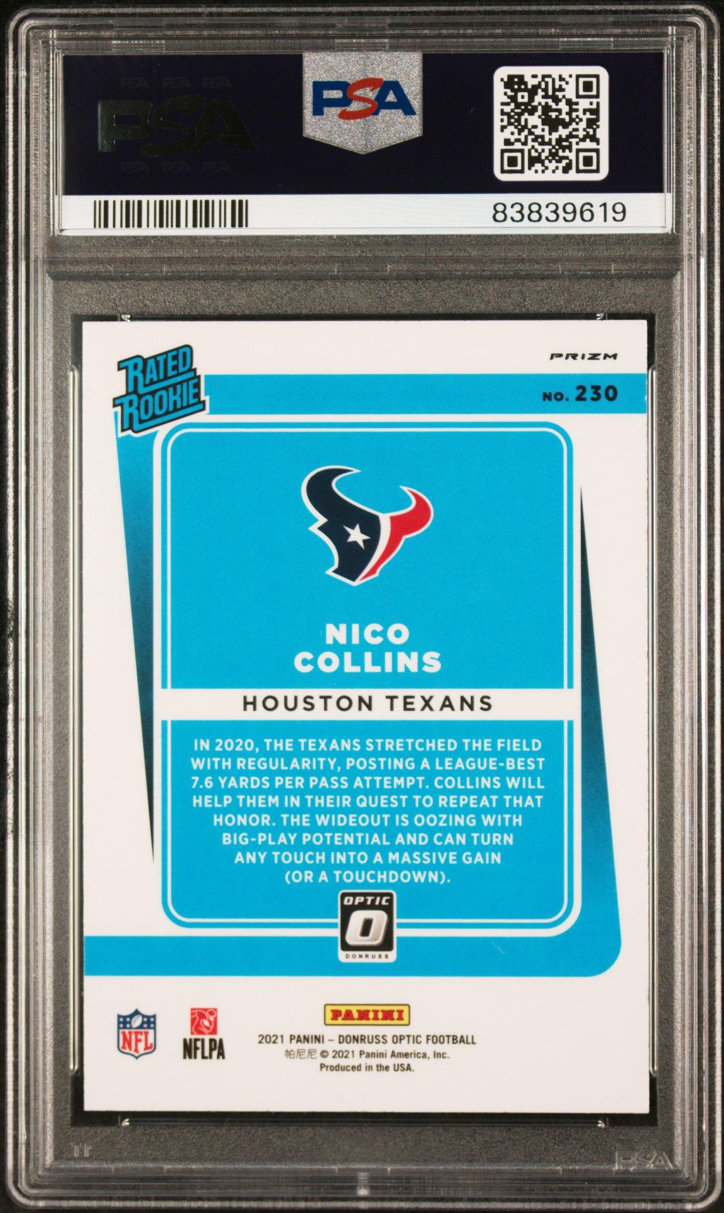 2021 Panini Donruss Optic 230 Nico Collins Holo PSA 9