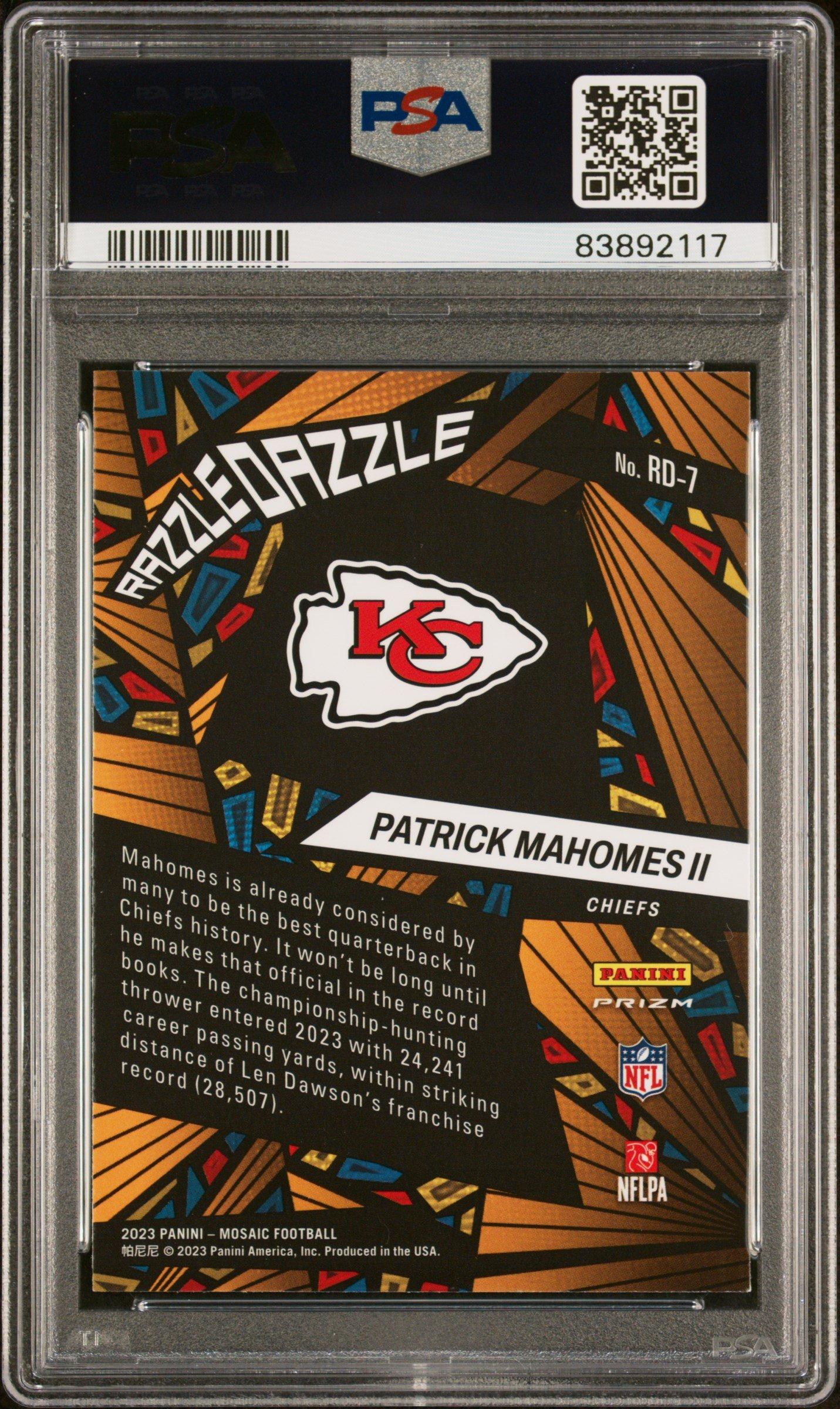 2023 Panini Mosaic Razzle Dazzle Rd7 Patrick Mahomes Ii PSA 9