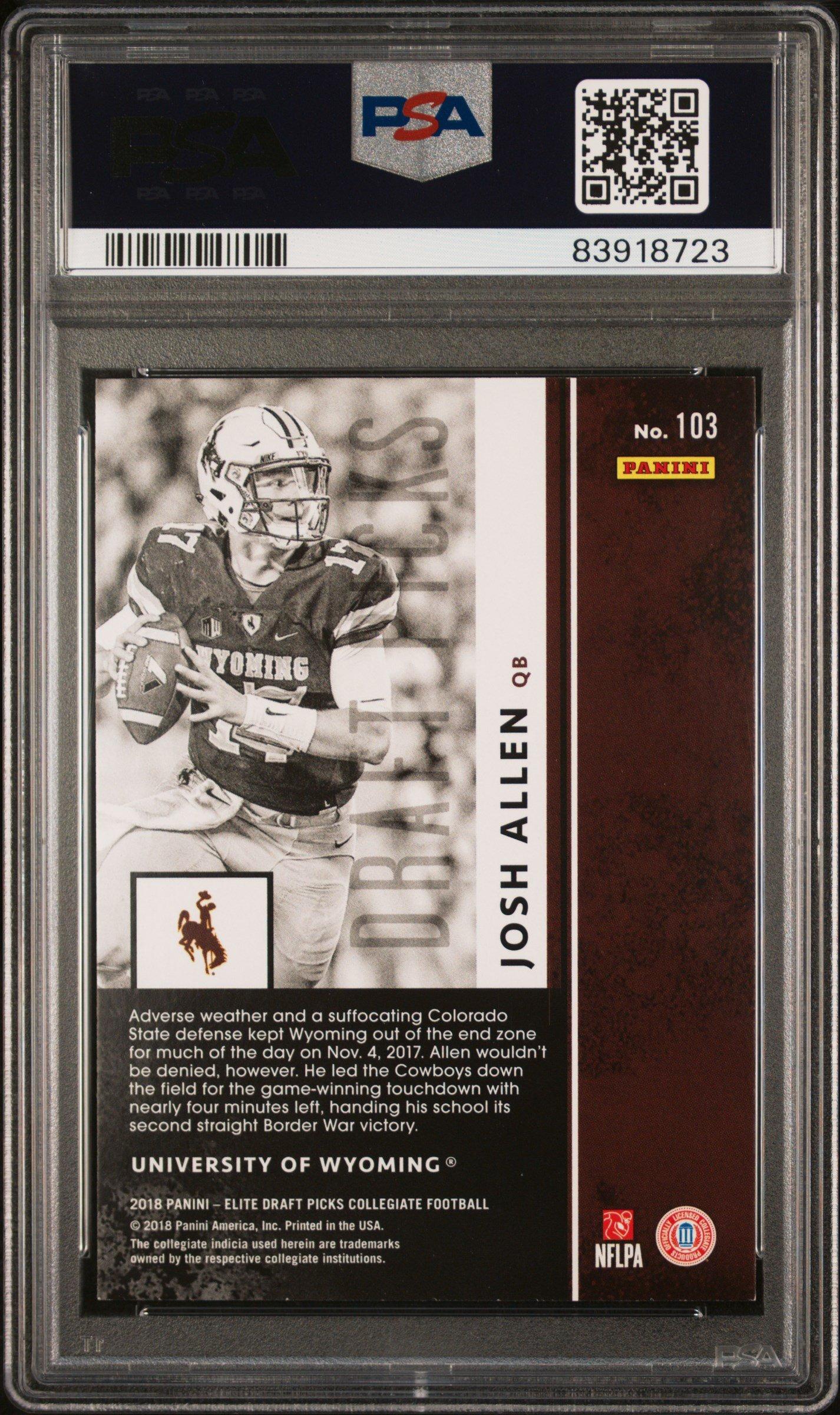 2018 Panini Elite Draft Picks Collegiate 103 Josh Allen PSA 8