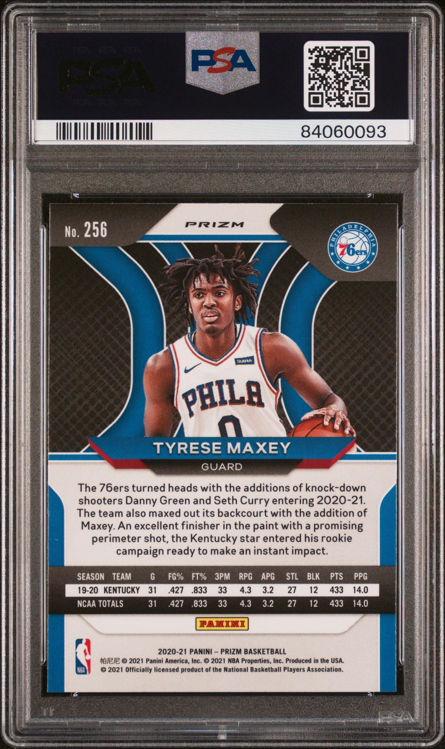 2020 Panini Prizm 256 Tyrese Maxey Ruby Wave PSA 10