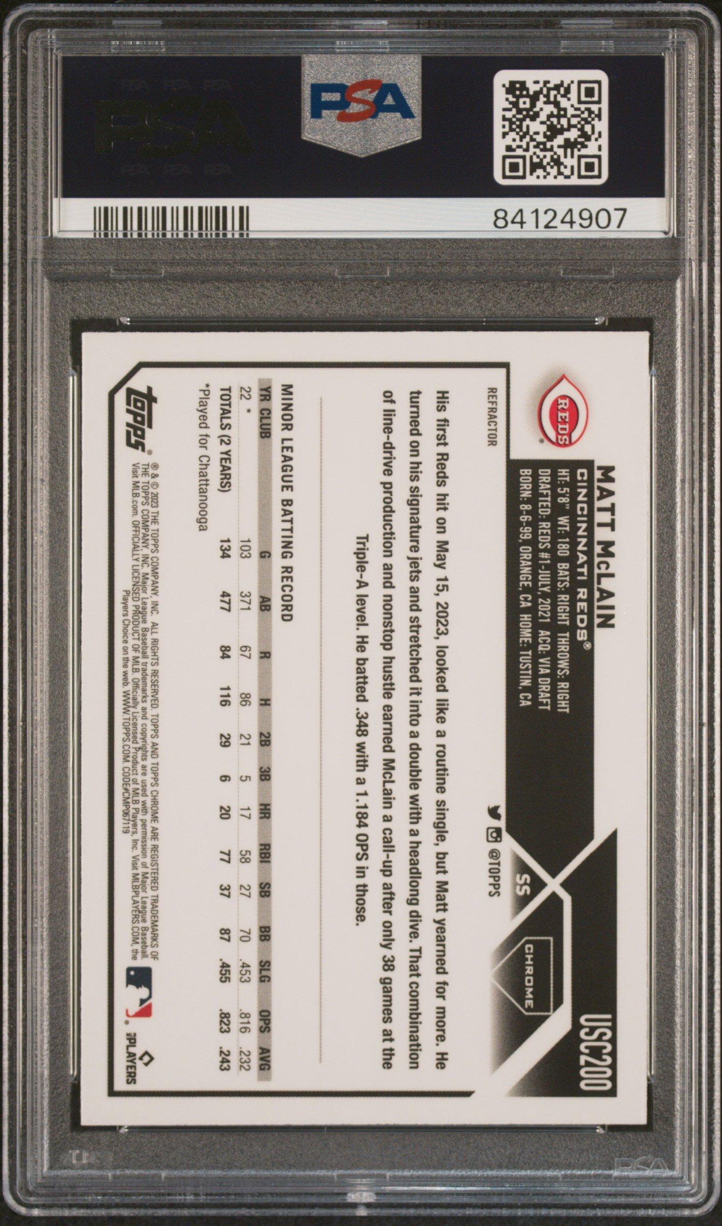 2023 Topps Chrome Update Usc200 Matt Mclain Refractor PSA 10