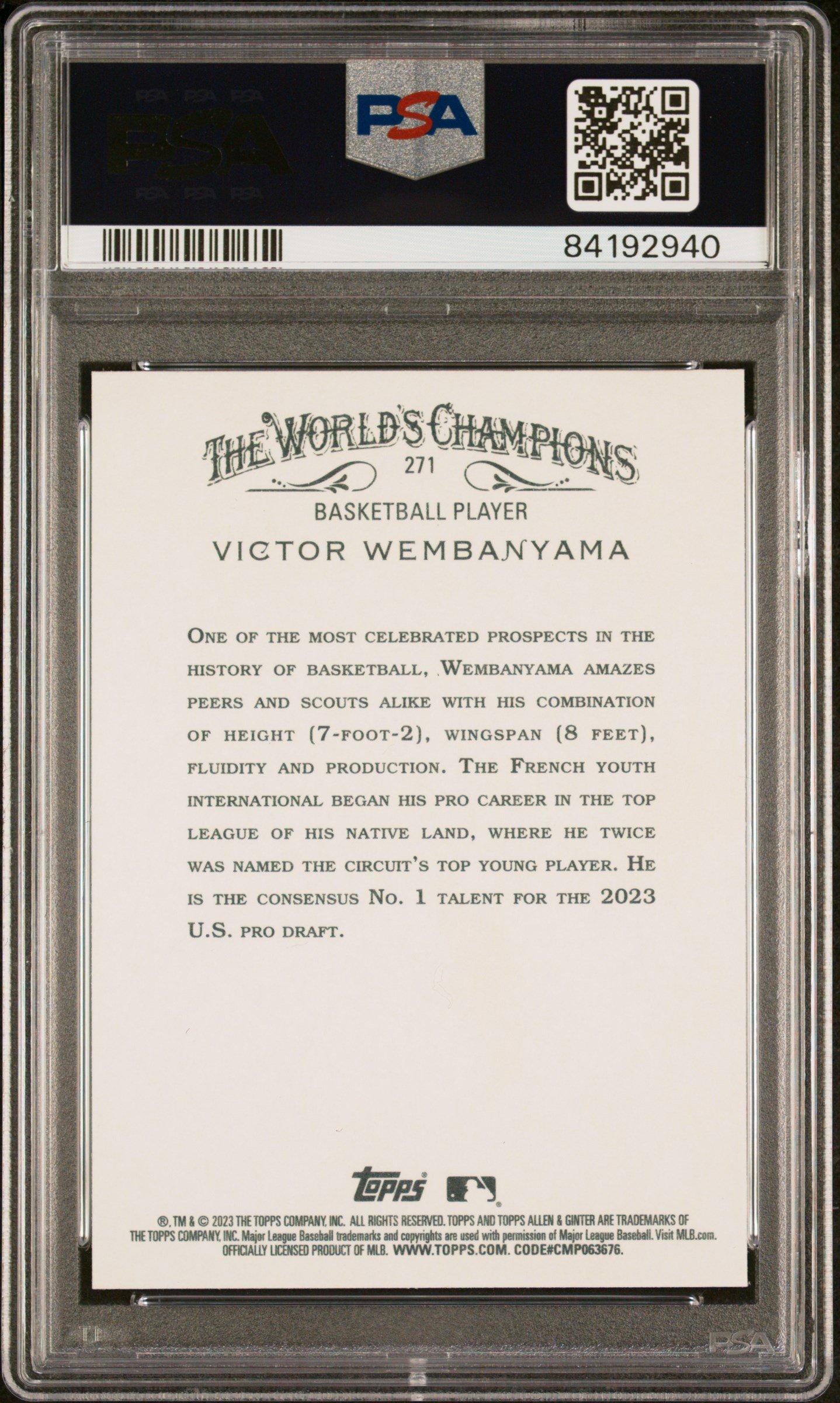 2023 Topps Allen & Ginter 271 Victor Wembanyama PSA 10