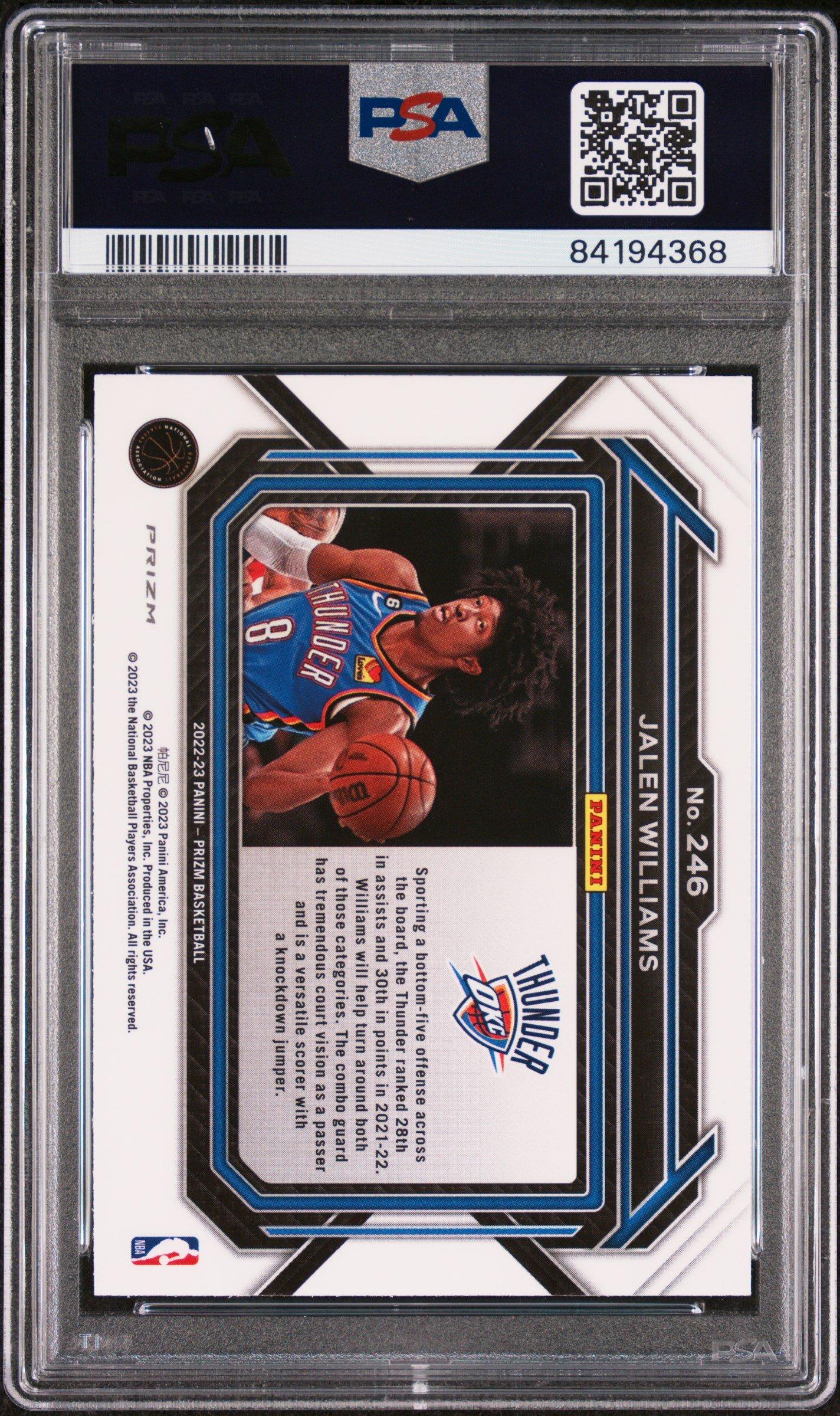 2022 Panini Prizm 246 Jalen Williams Variation PSA 10