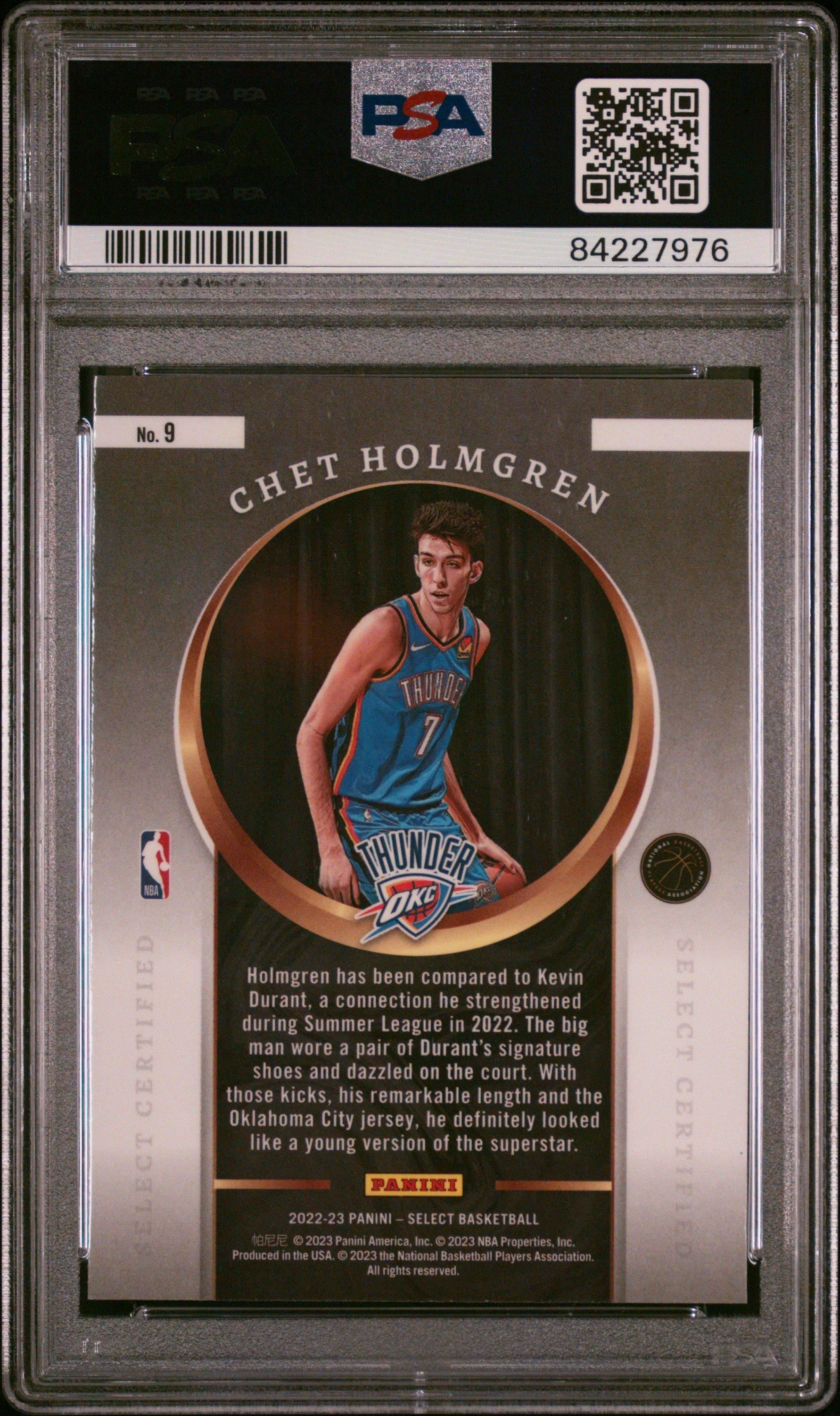 2022 Panini Select Select Certified 9 Chet Holmgren PSA 10