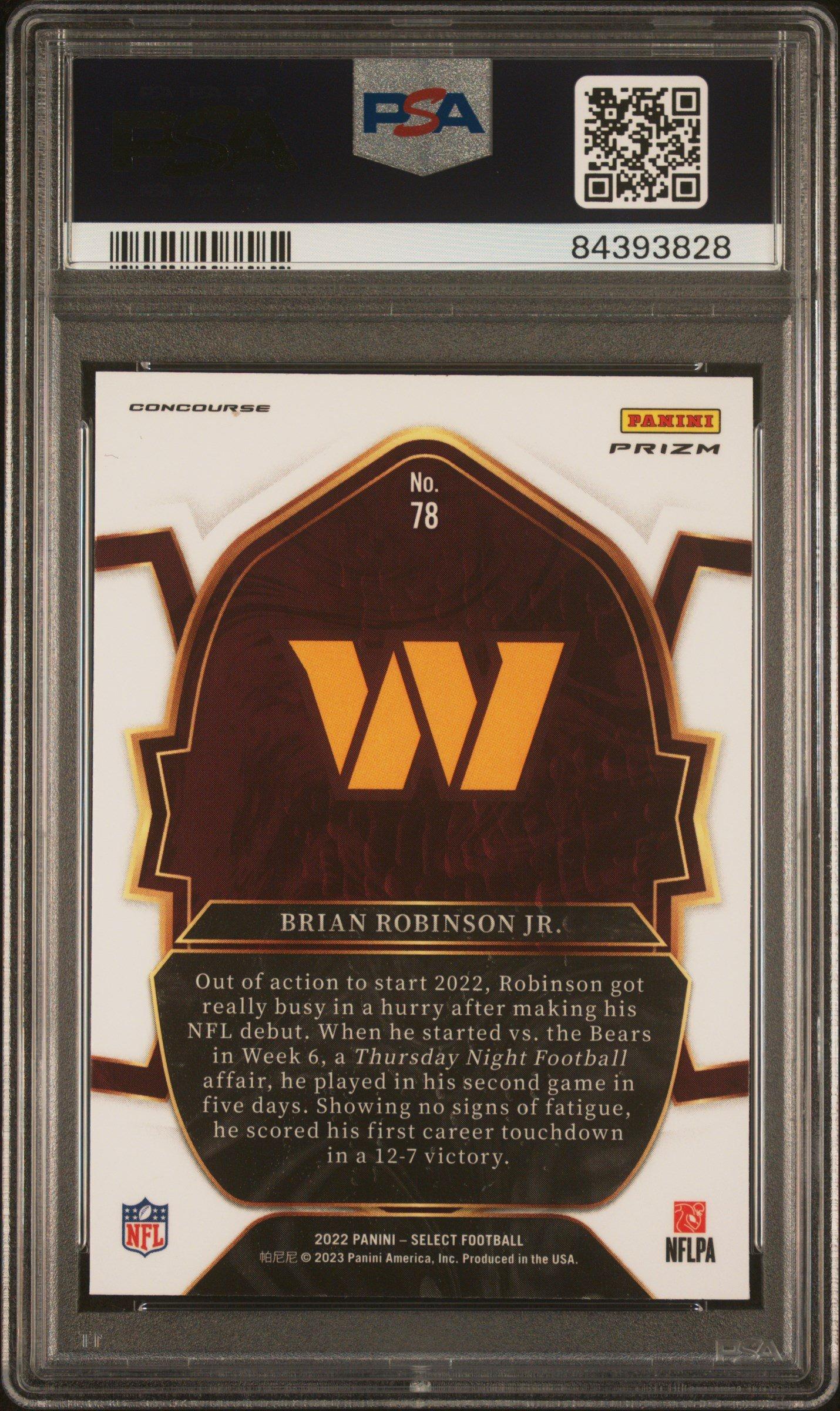 2022 Panini Select 78 Brian Robinson Jr. Cosmic Prizm PSA 10