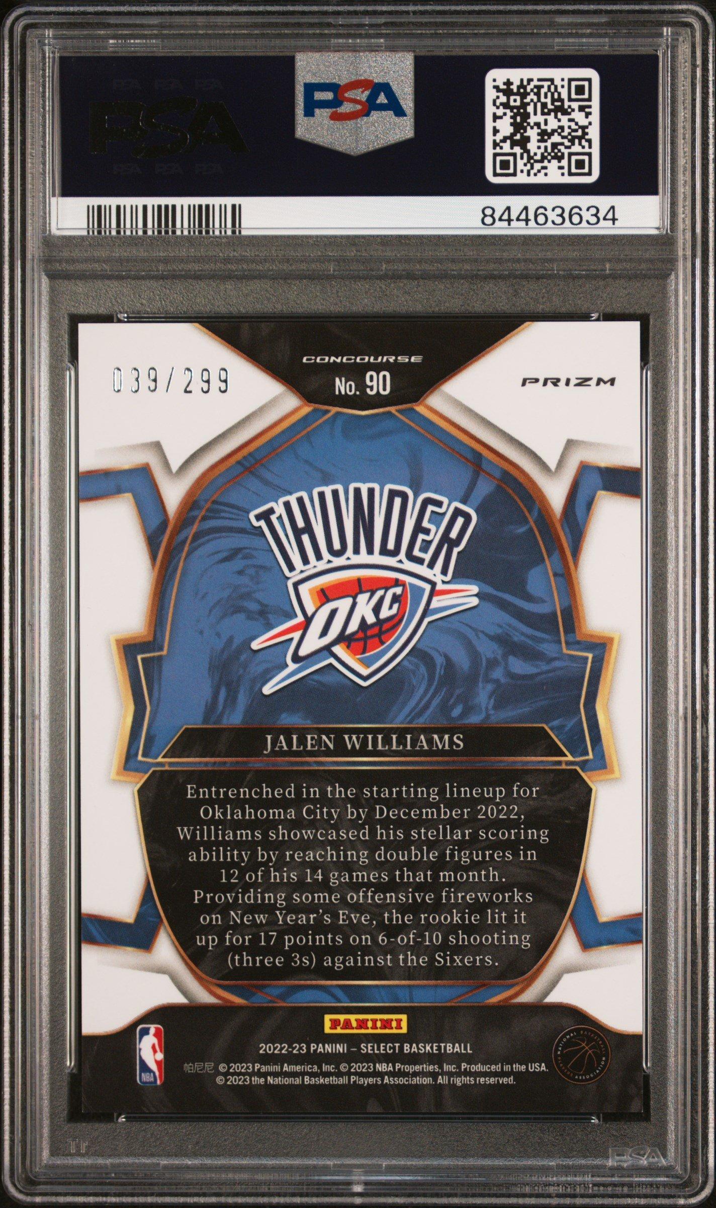 2022 Panini Select 90 Jalen Williams Light Blue PSA 10