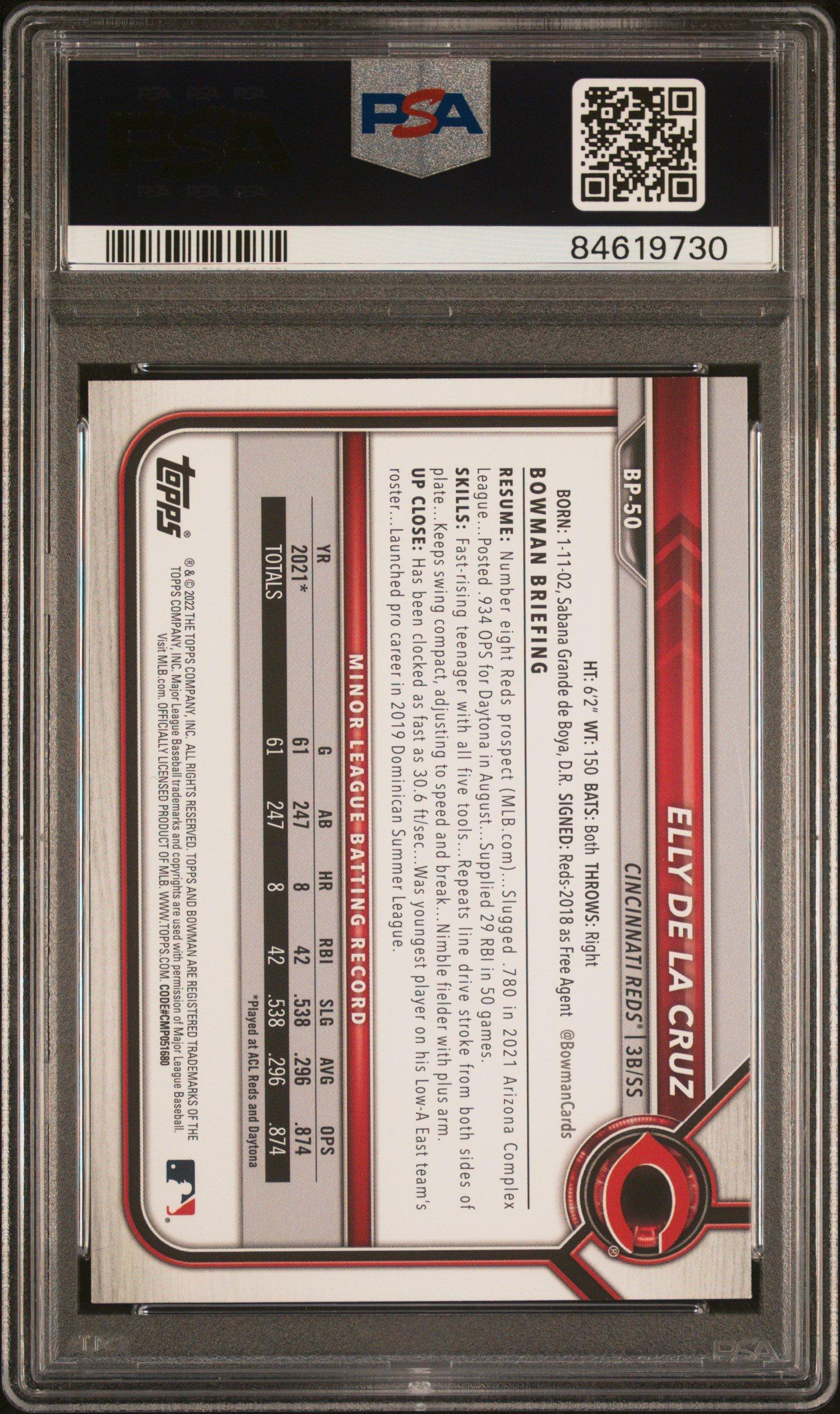 2022 Bowman Paper Prospects Bp50 Elly De La Cruz PSA 10
