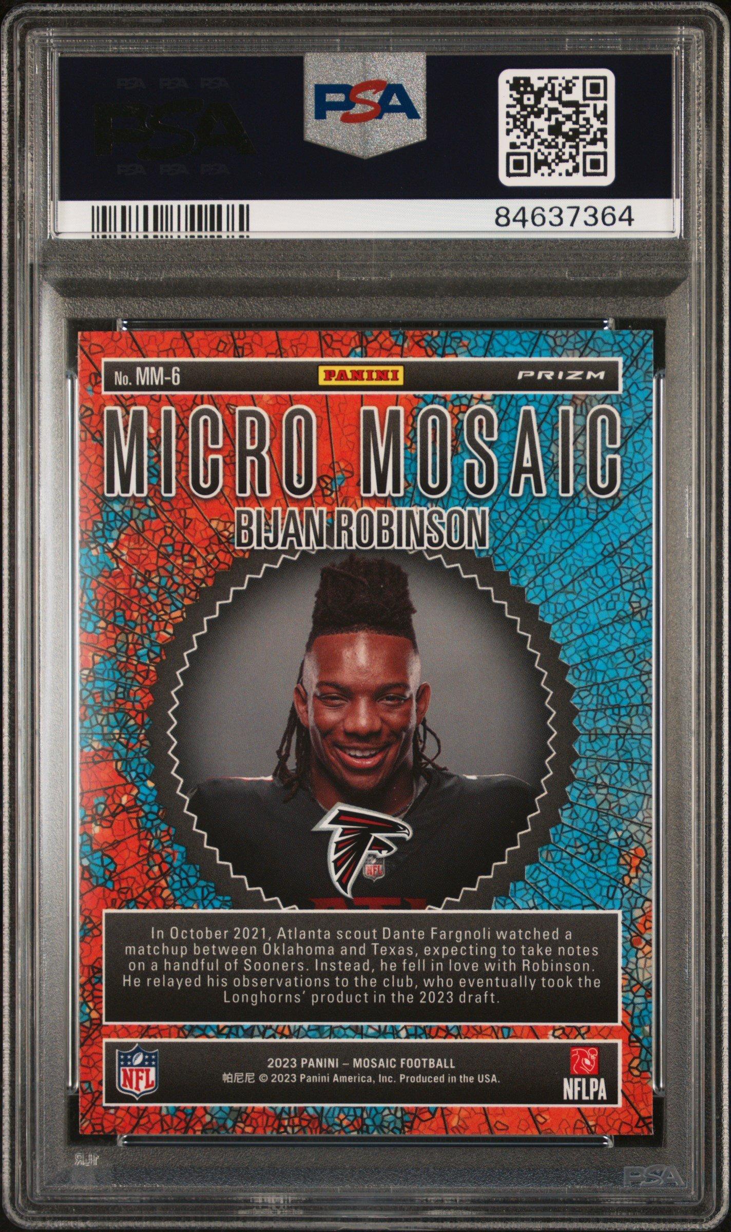 2023 Panini Mosaic Micro Mosaic Mm6 Bijan Robinson PSA 10