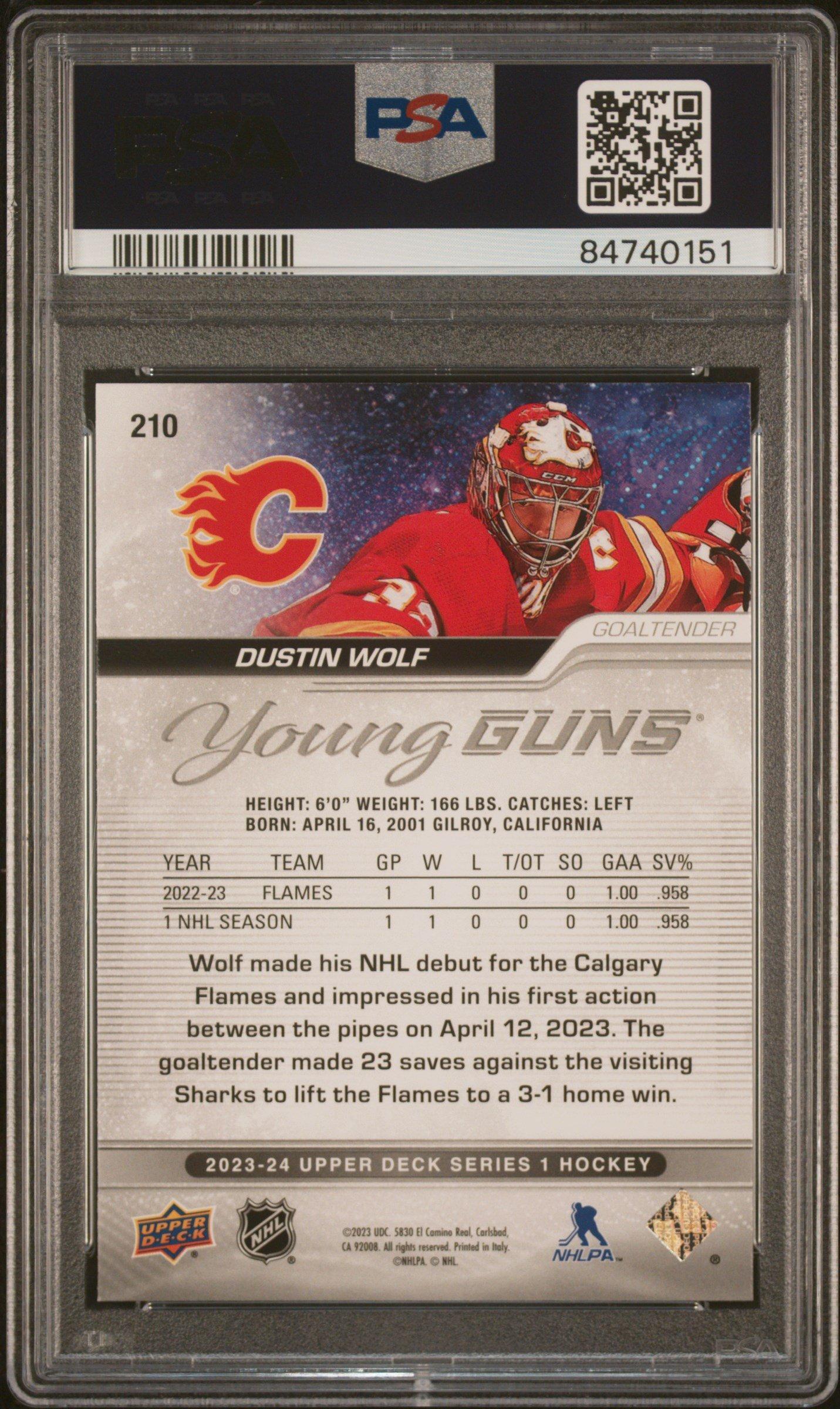 2023 Upper Deck 210 Dustin Wolf PSA