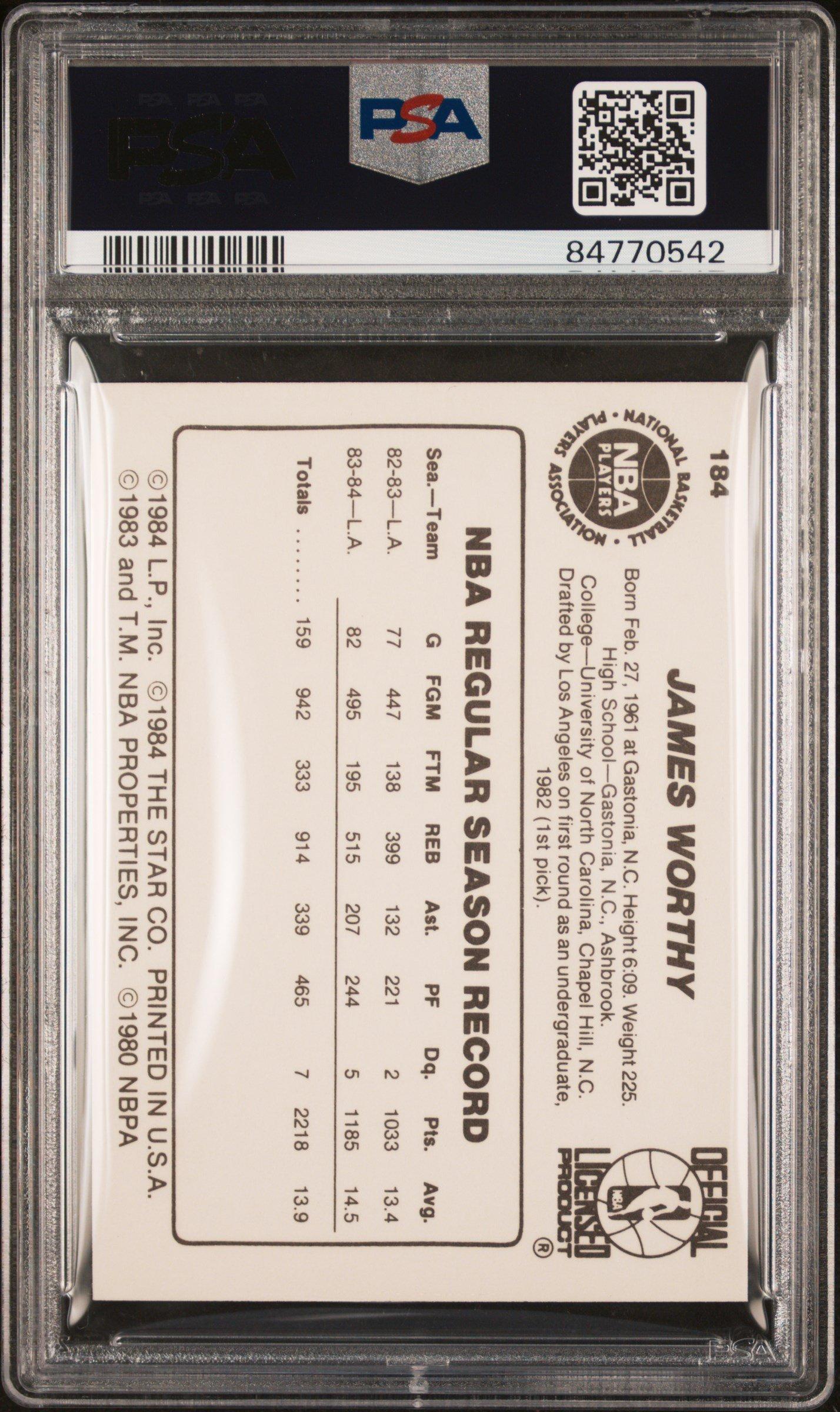 1984 Star 184 James Worthy PSA 8