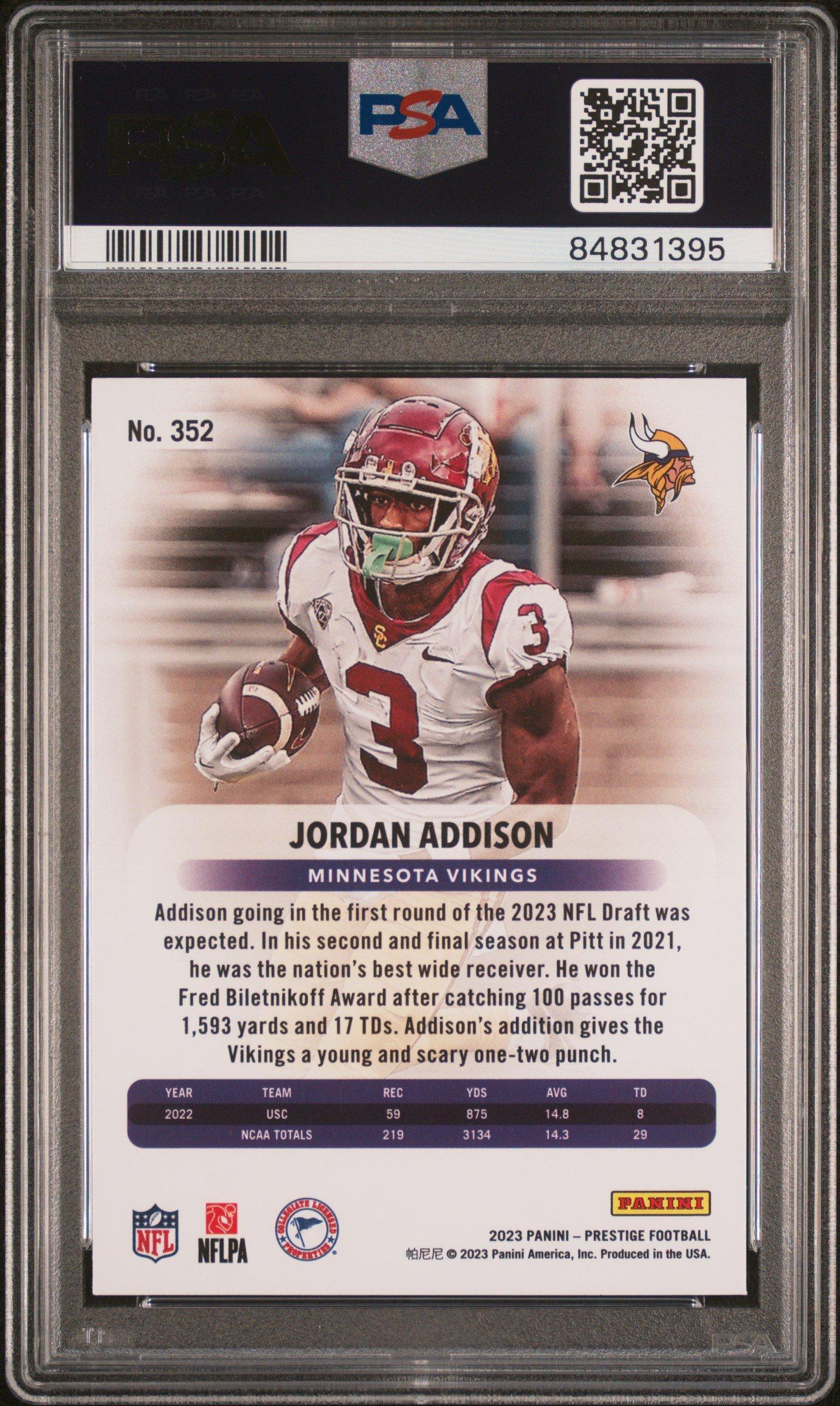 2023 Panini Prestige 352 Jordan Addison PSA 10