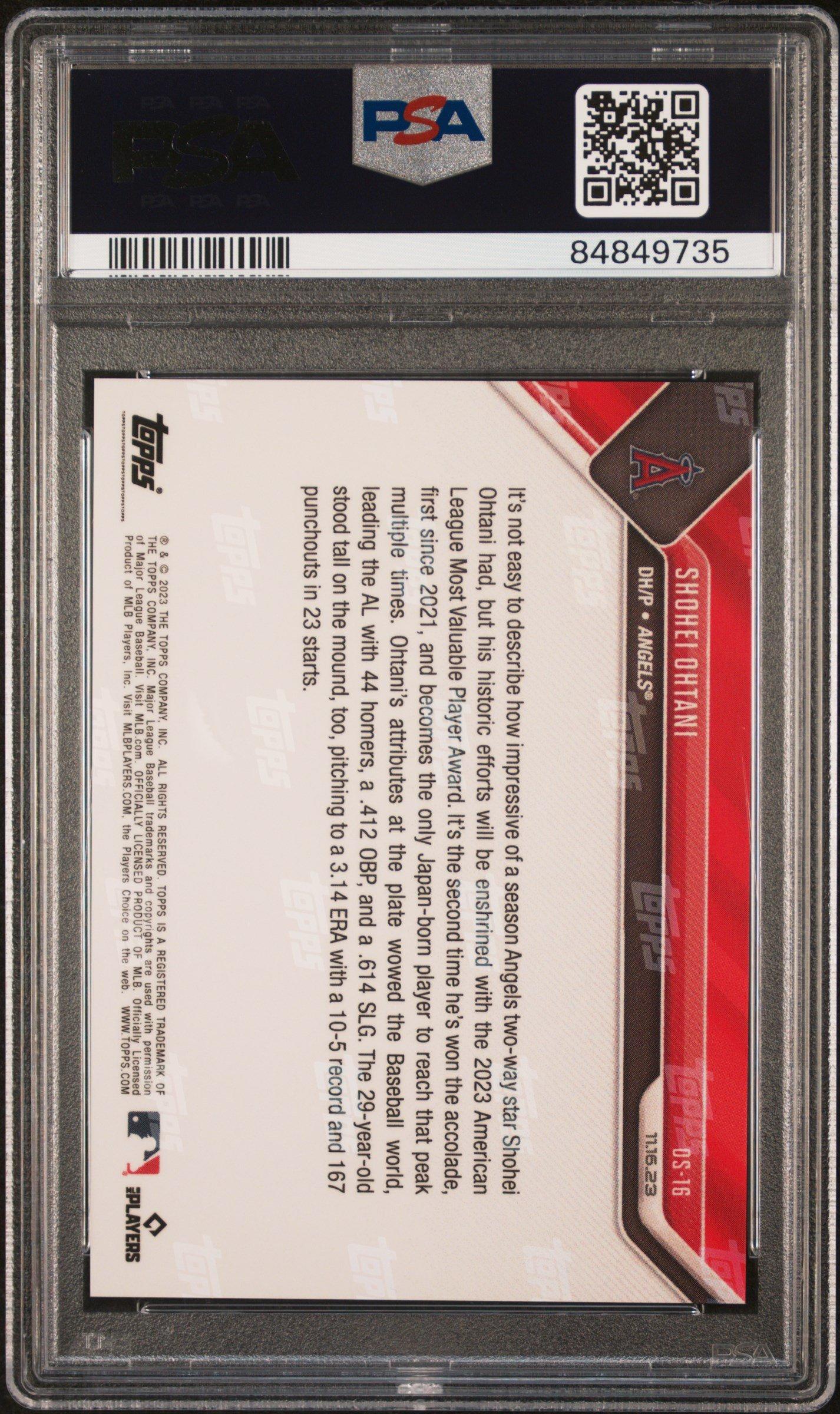 2023 Topps Now Offseason Os16 Shohei Ohtani PSA 10