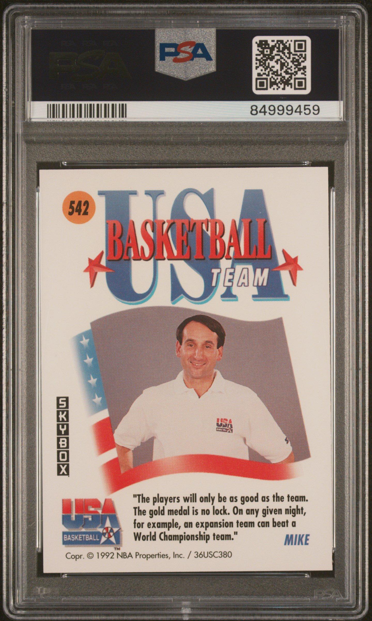 1991 Skybox 542 Mike Krzyzewski Usa PSA 10