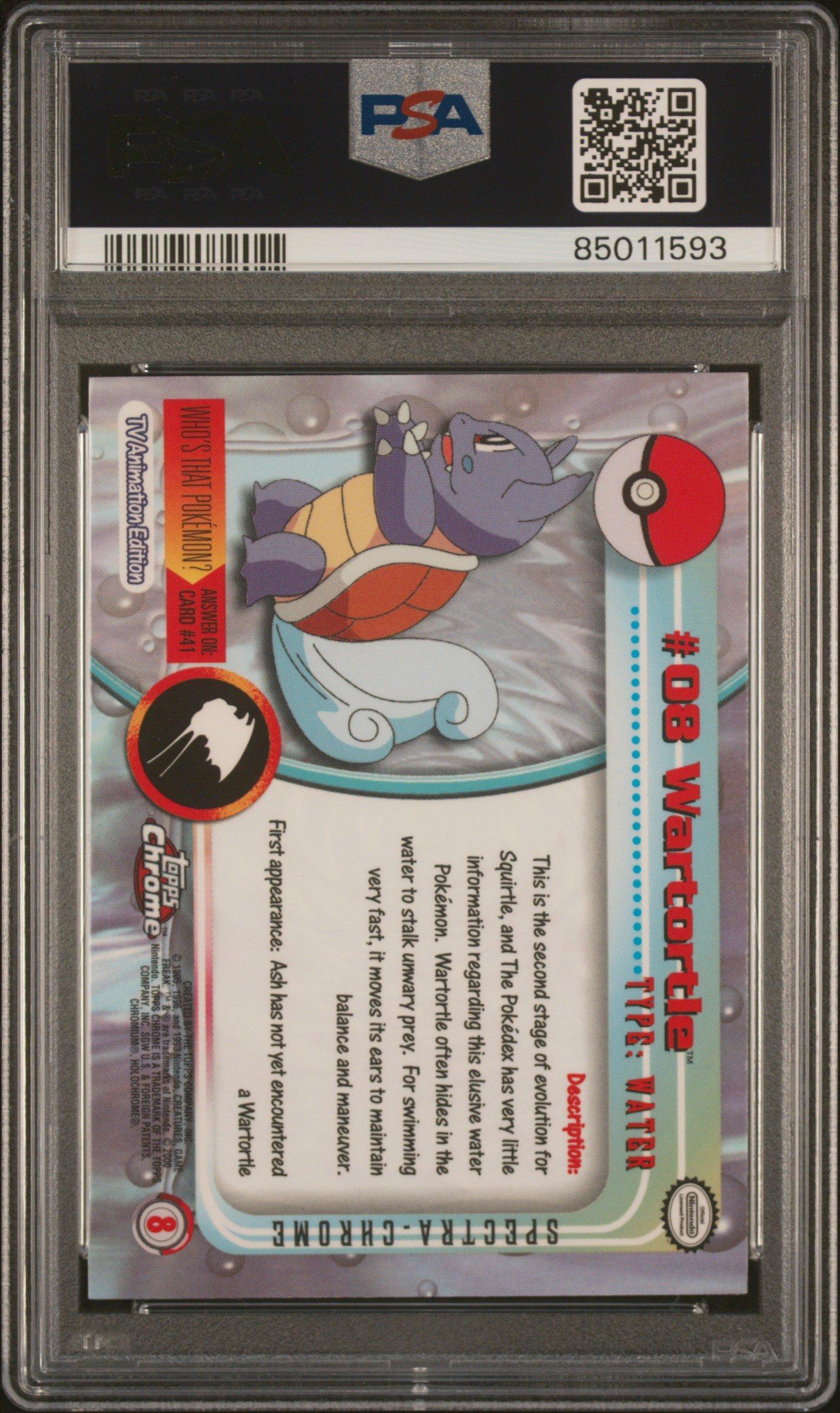2000 Topps Chrome Pokemon T.v. 8 Wartortle Spectra PSA 8 Graded