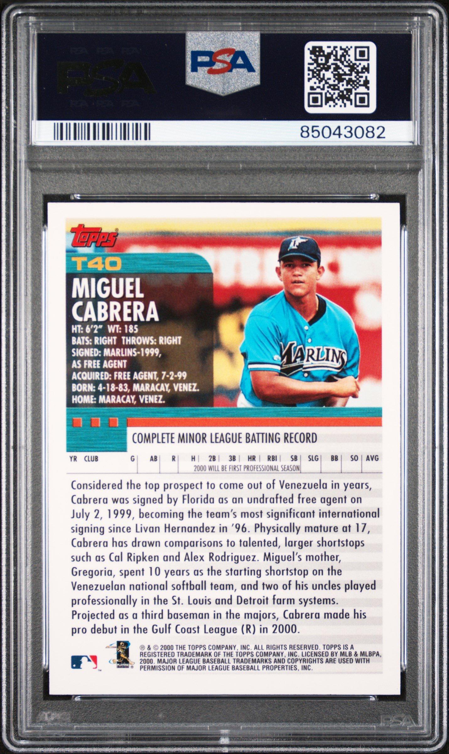 2000 Topps Traded T40 Miguel Cabrera PSA 10