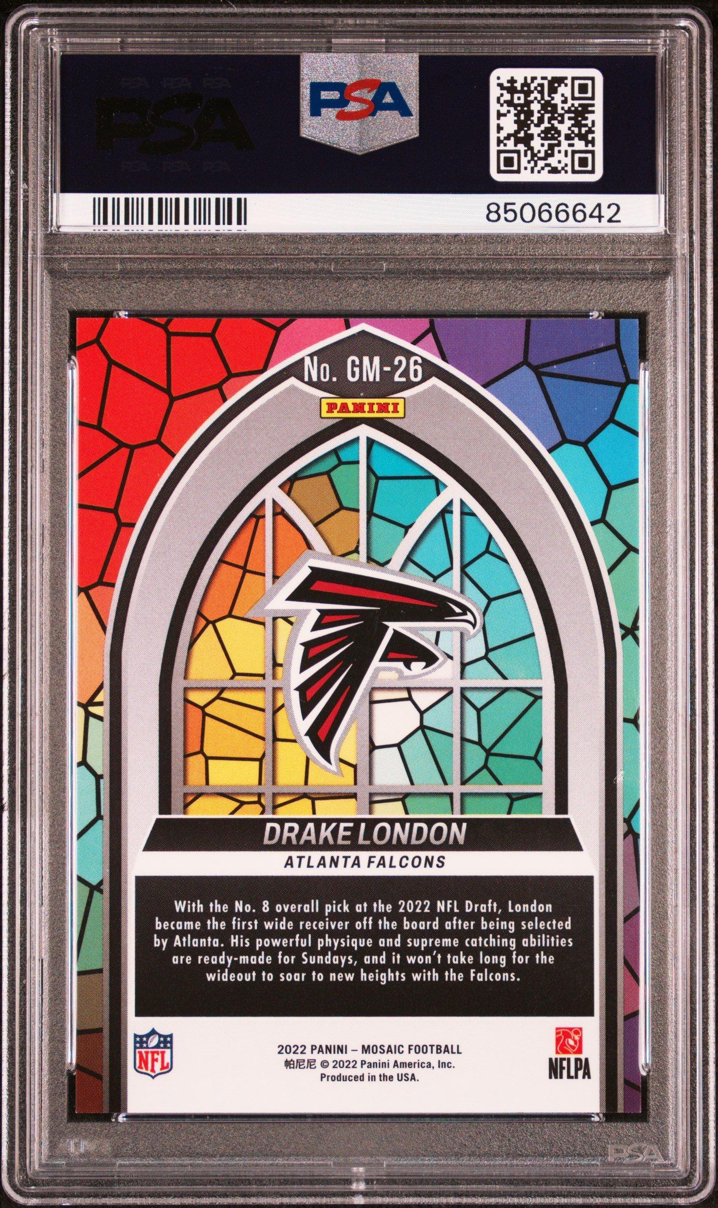 2022 Panini Mosaic Glass Mosaic Gm26 Drake London PSA 10