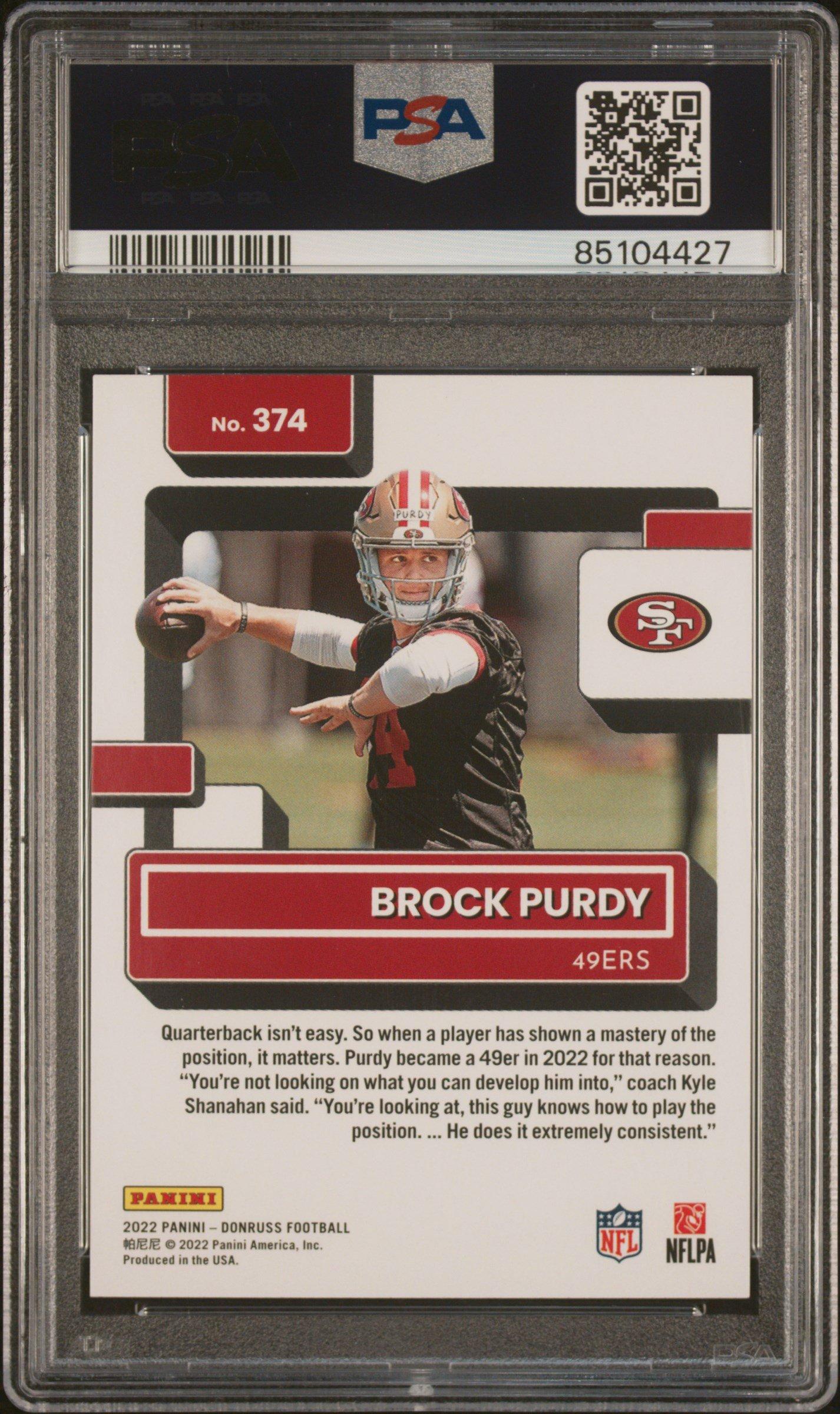 2022 Panini Donruss 374 Brock Purdy PSA 10