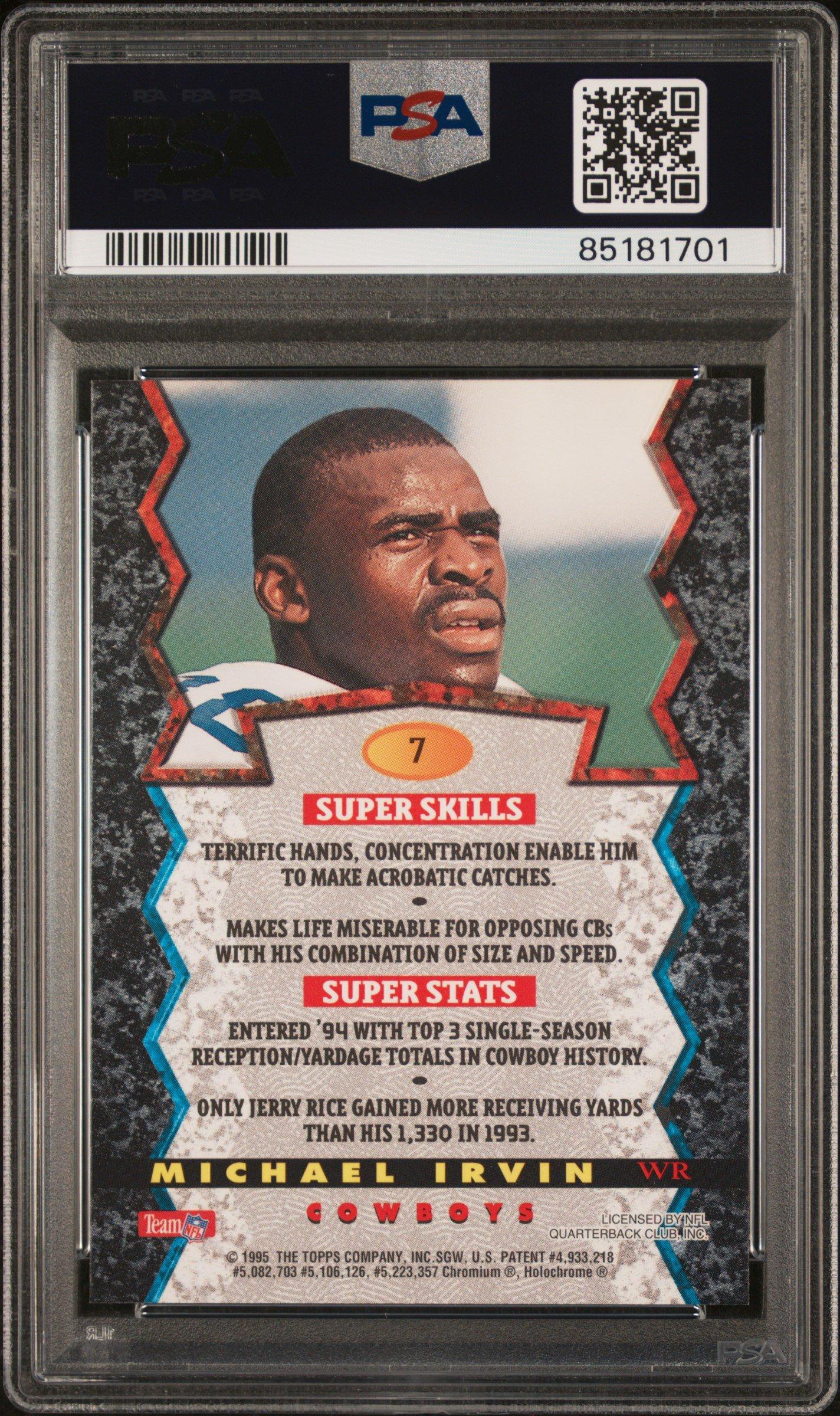1994 Stadium Club Bowman's Best 7 Michael Irvin Black Refractor PSA 8