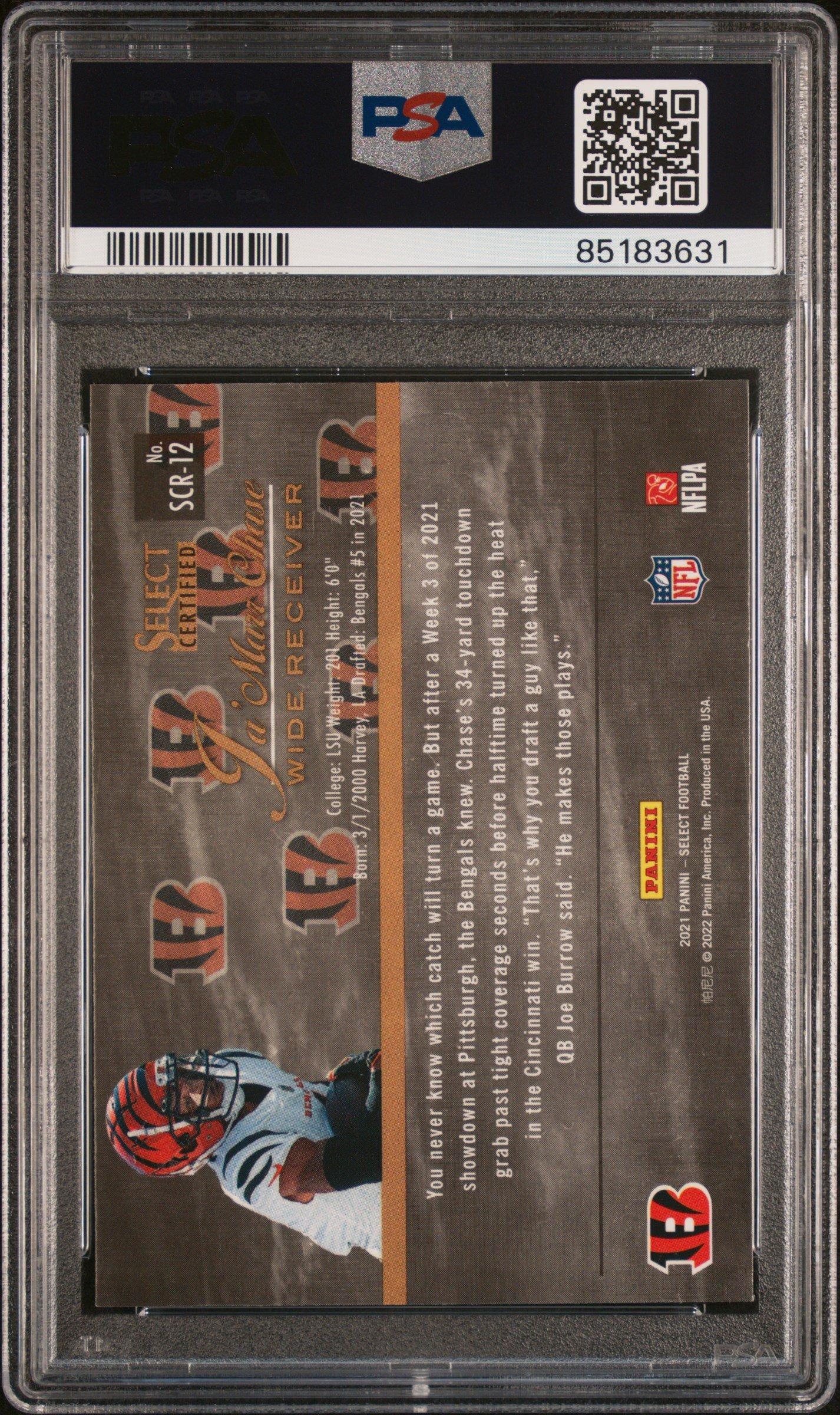 2021 Panini Select Select Certified Rookies Scr12 Ja'marr Chase PSA 10