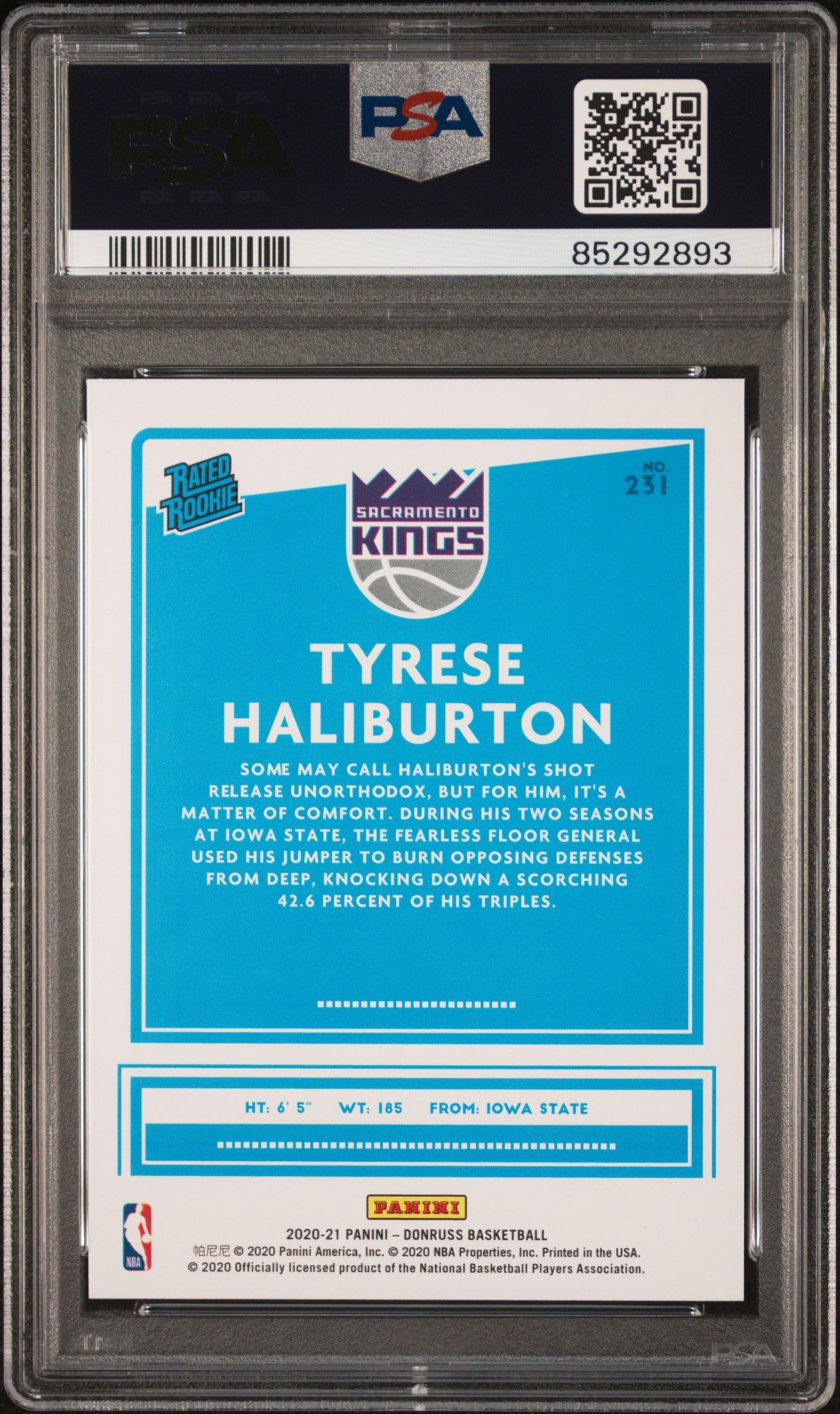 2020 Panini Donruss 231 Tyrese Haliburton Choice PSA 10