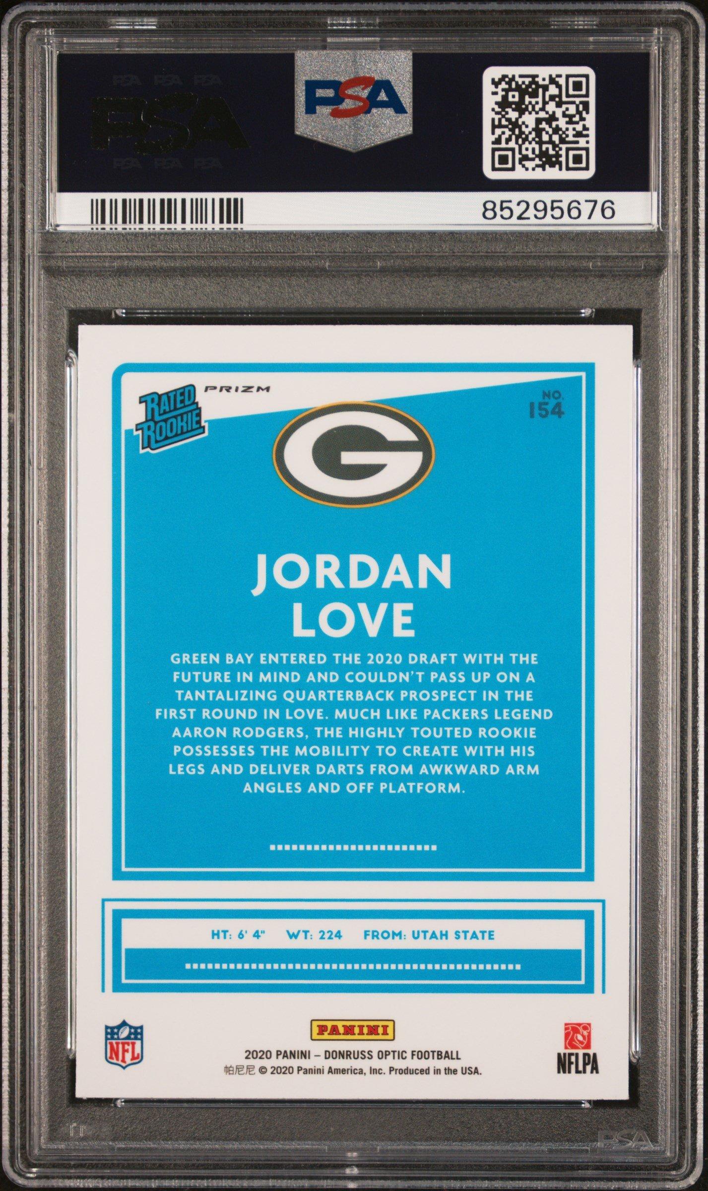 2020 Panini Donruss Optic 154 Jordan Love Blue Hyper PSA 10