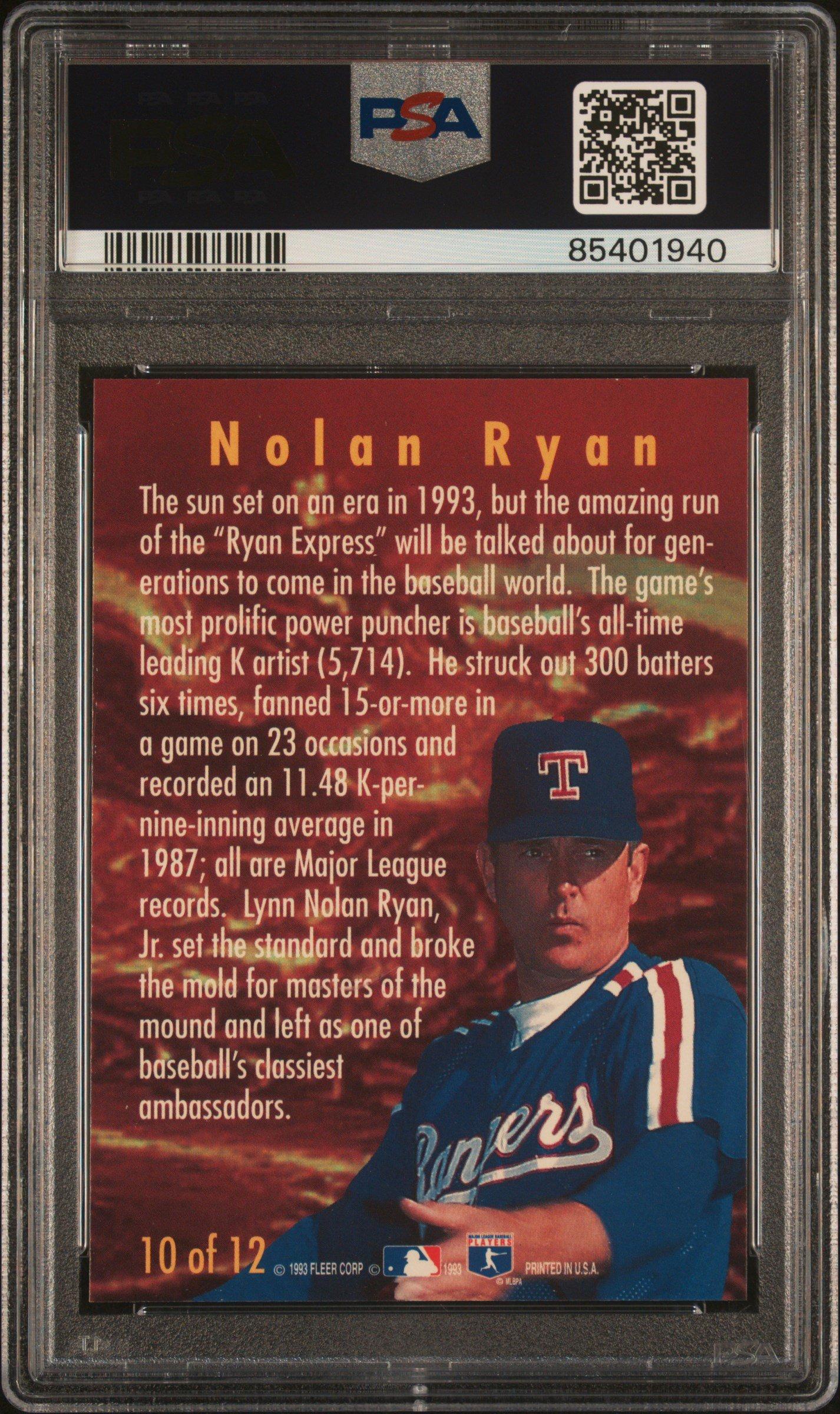 1994 Fleer Smoke N' Heat 10 Nolan Ryan PSA 9