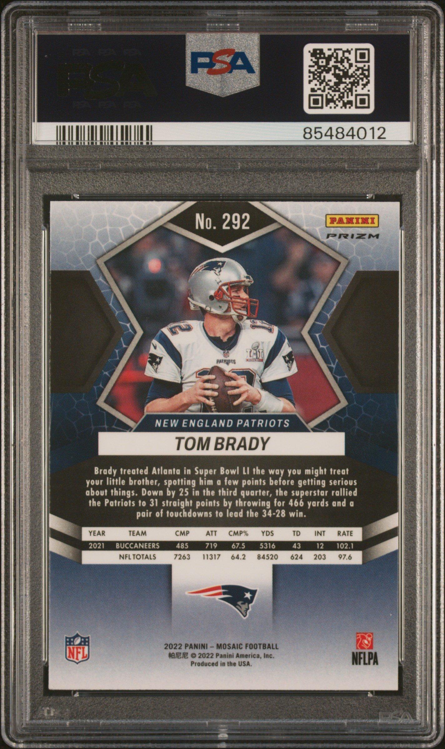 2022 Panini Mosaic 292 Tom Brady No Huddle Silver PSA 10