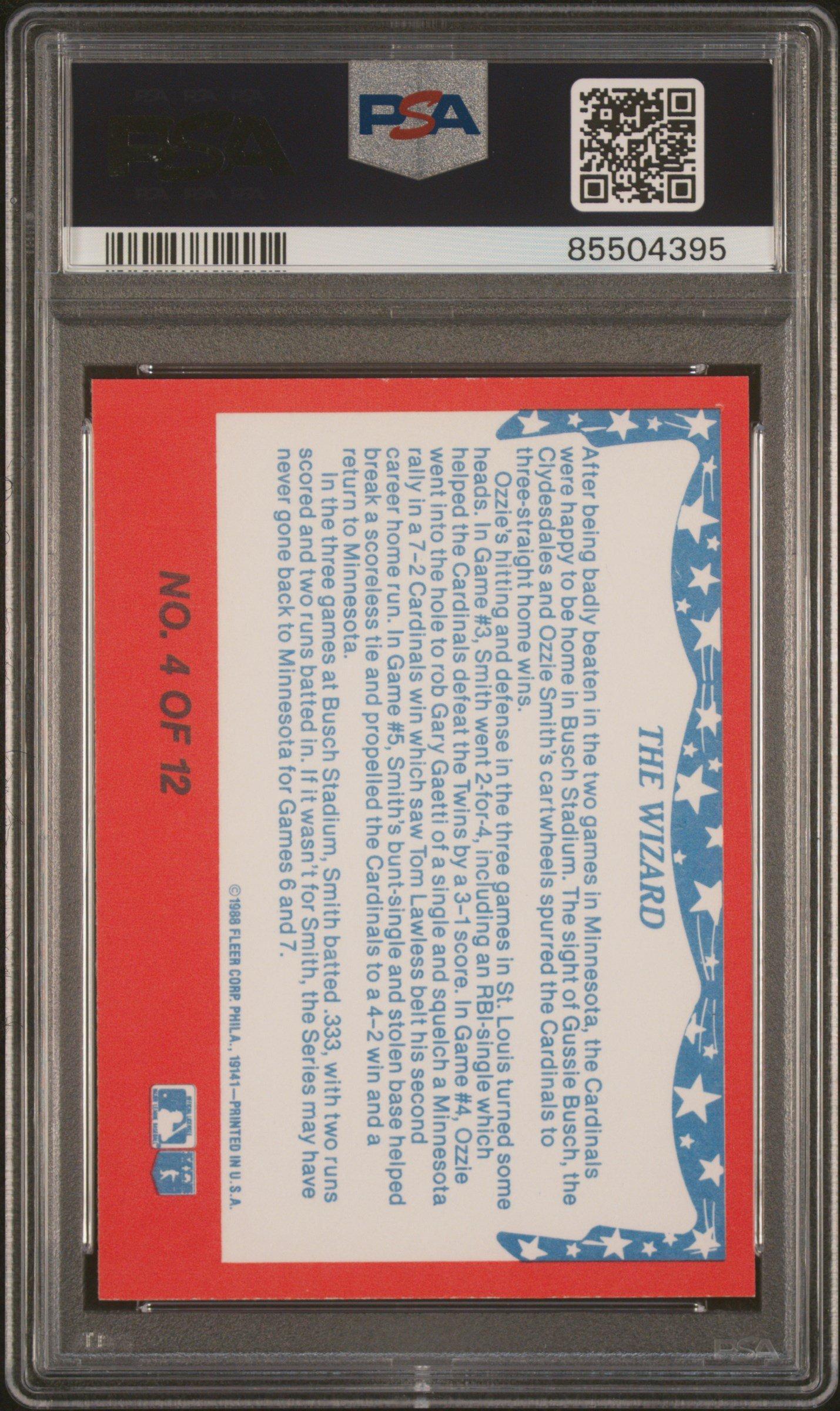 1988 Fleer World Series 4 Ozzie Smith PSA 10
