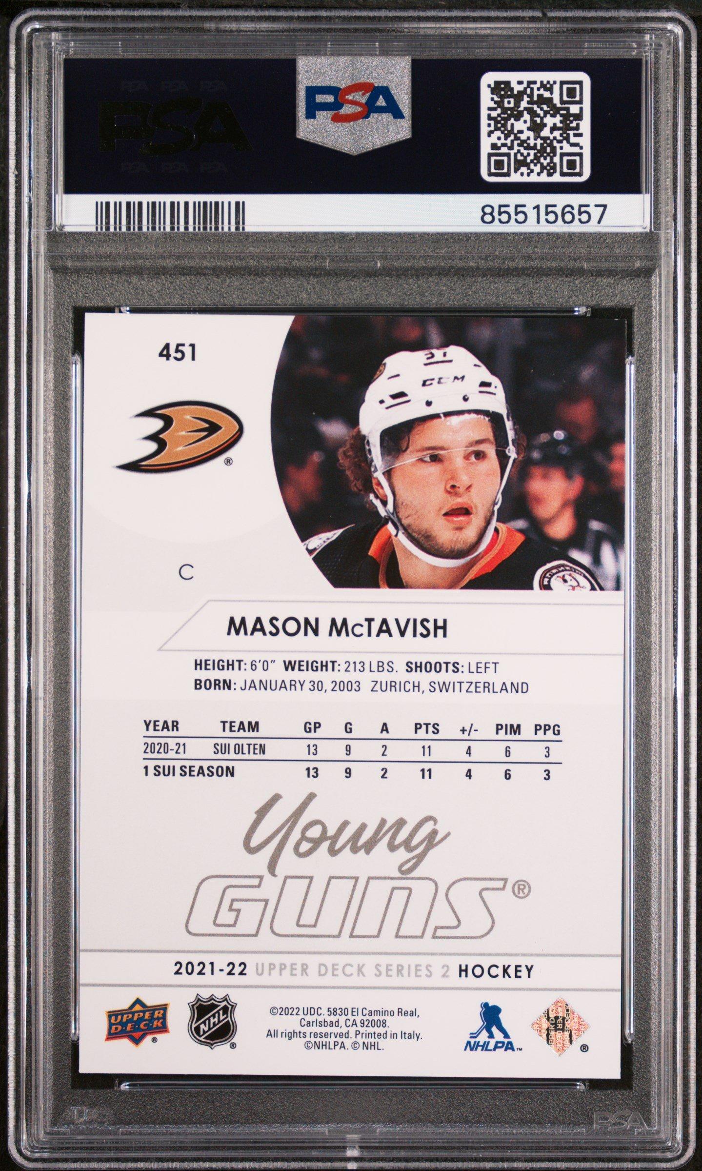 2021-2022 Upper Deck 451 Mason Mctavish PSA 10