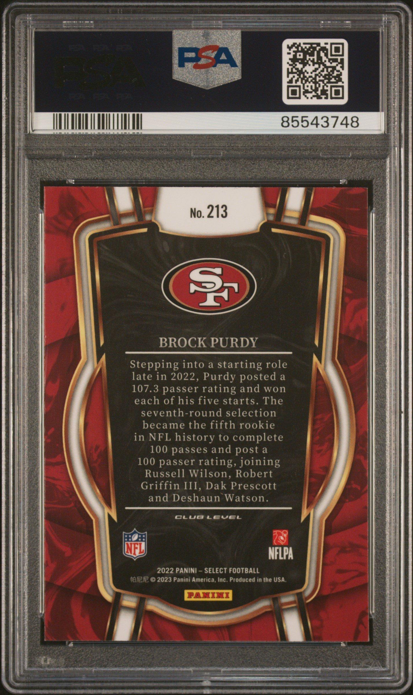 2022 Panini Select 213 Brock Purdy PSA 10