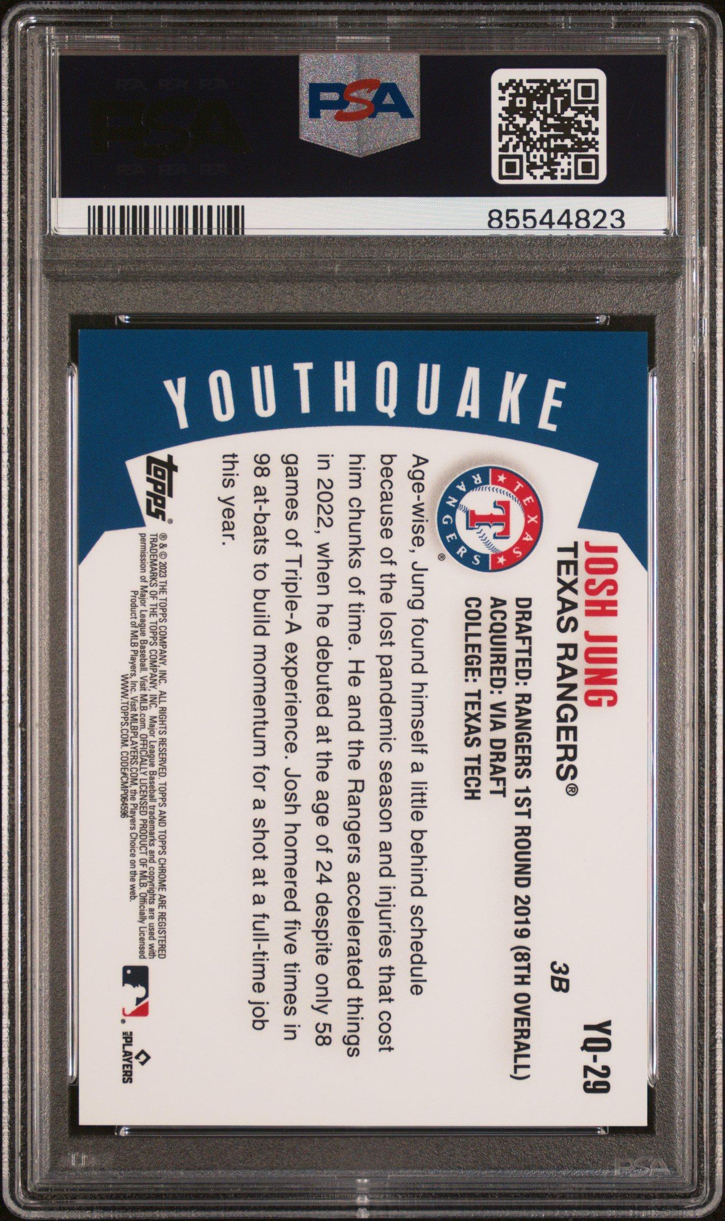 2023 Topps Chrome Youthquake Yq29 Josh Jung Gold Refractor PSA 10