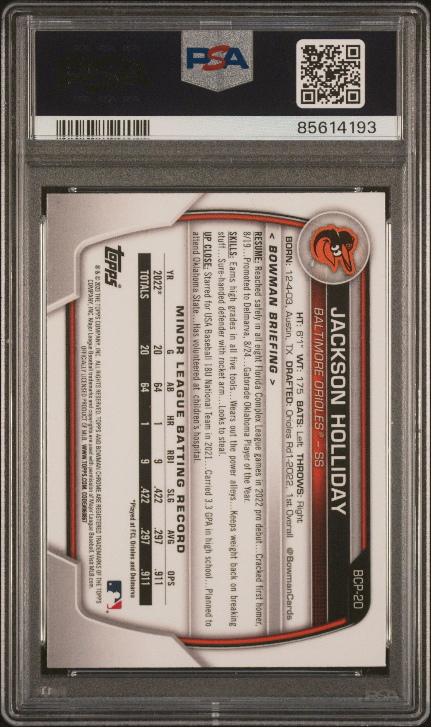 2023 Bowman Mega Box Chrome 20 Jackson Holliday PSA 10