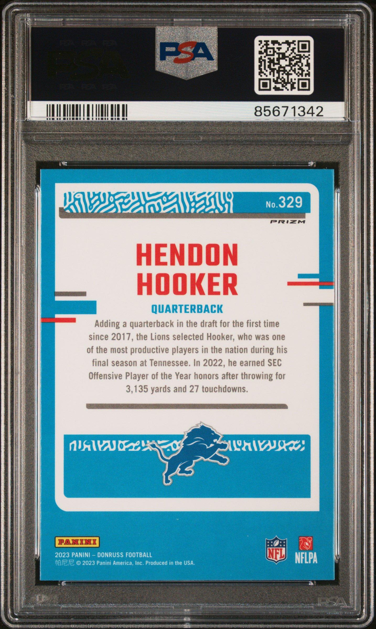 2023 Panini Donruss 329 Hendon Hooker Optic Preview-blue Scope PSA 10