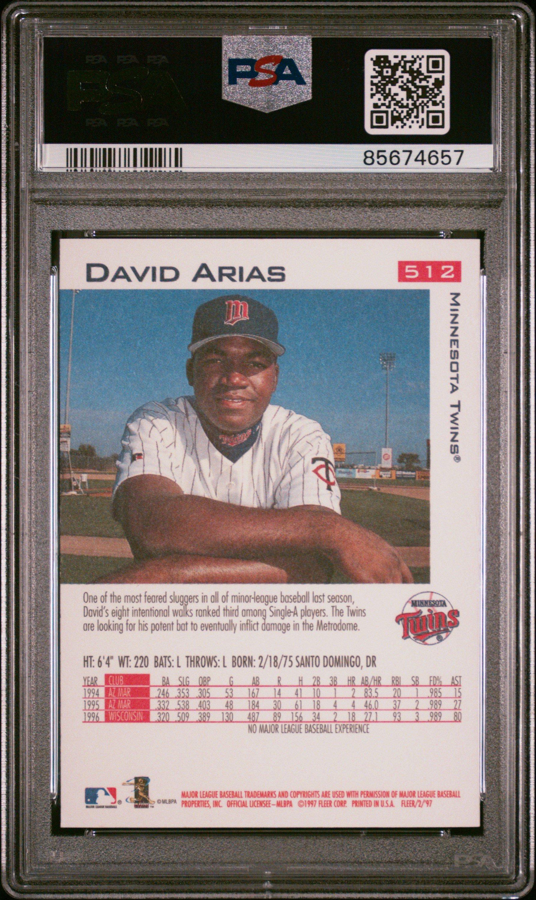 1997 Fleer 512 David Arias PSA 10
