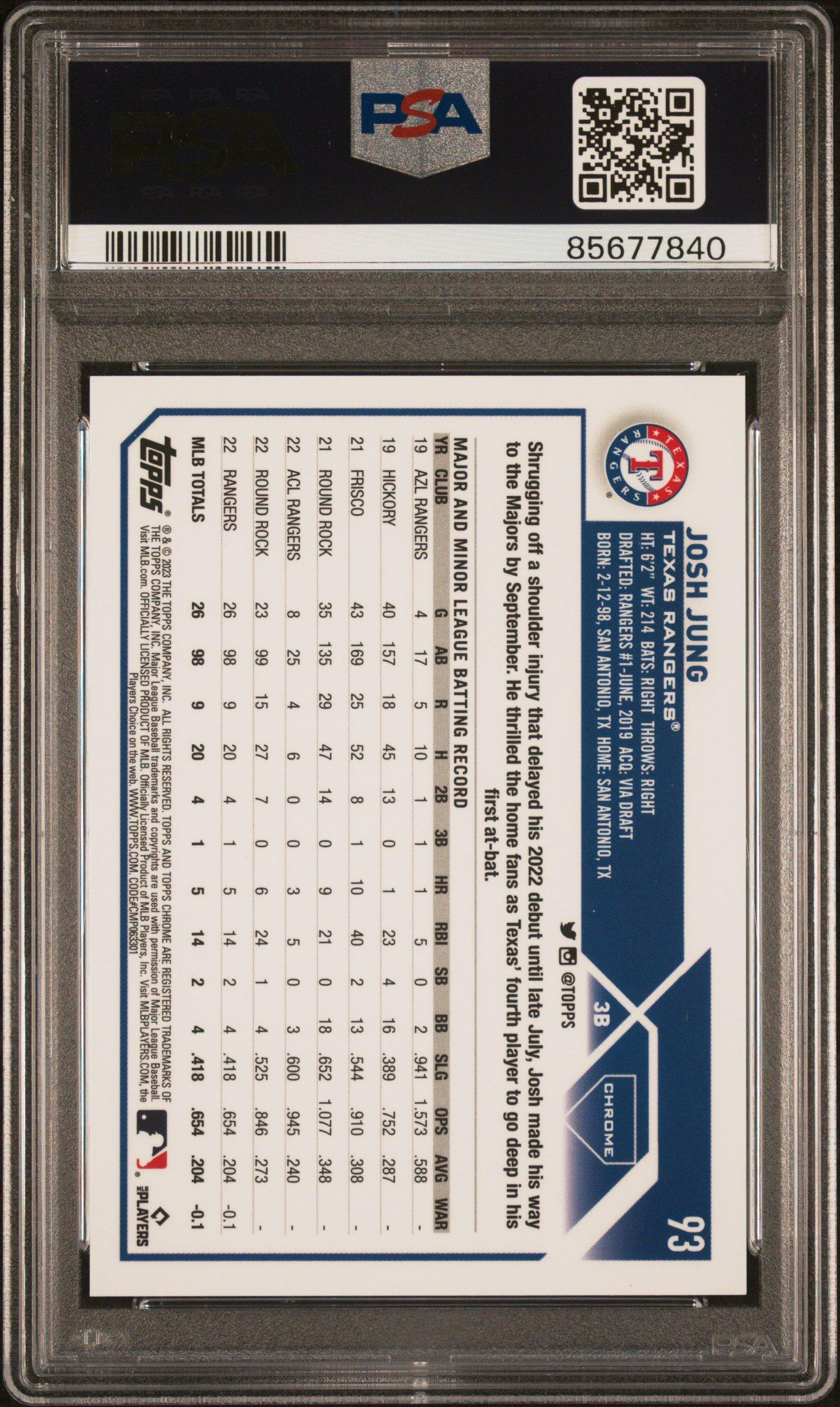 2023 Topps Chrome Logofractor Edition 93 Josh Jung Sp PSA 10