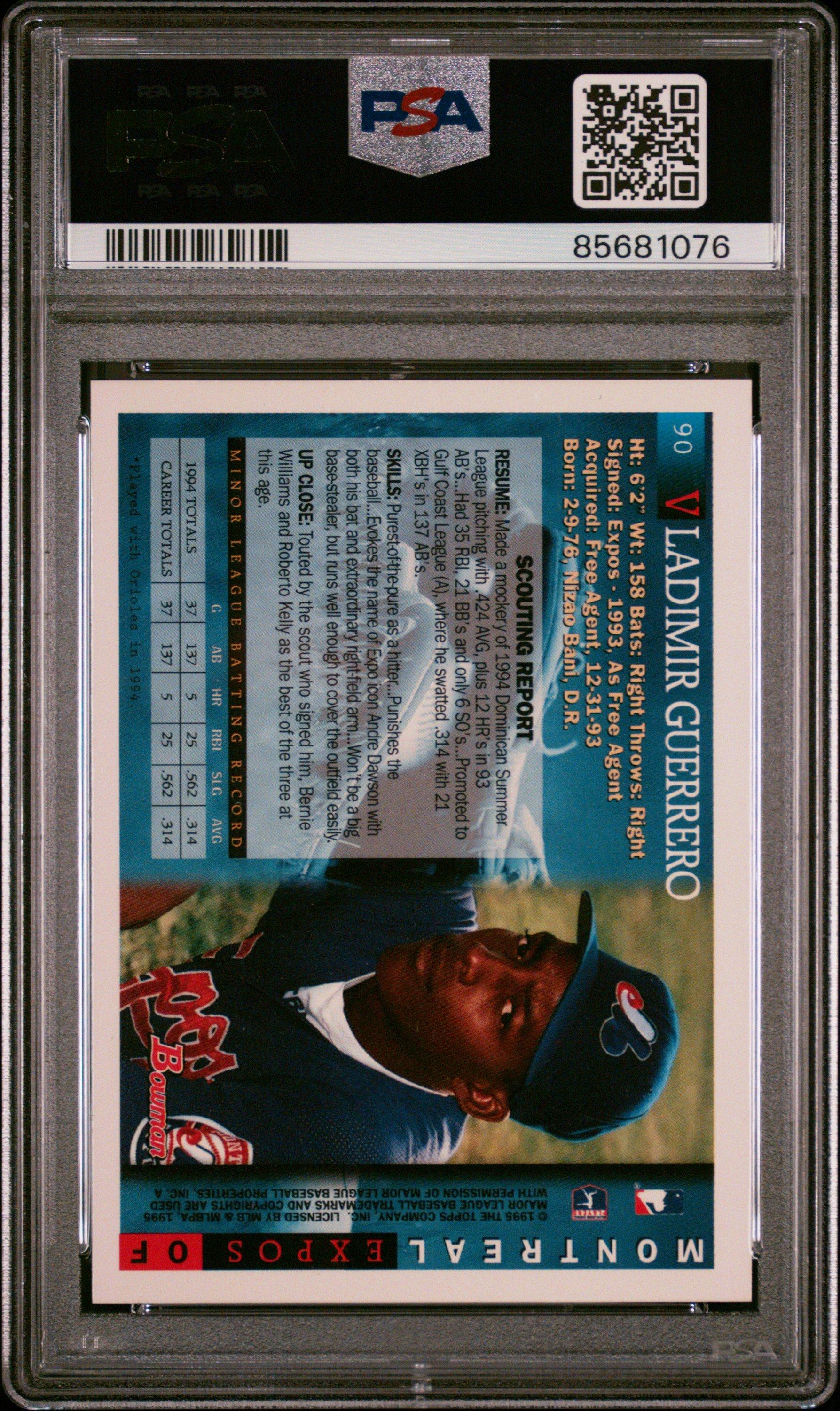 1995 Bowman 90 Vladimir Guerrero PSA 10