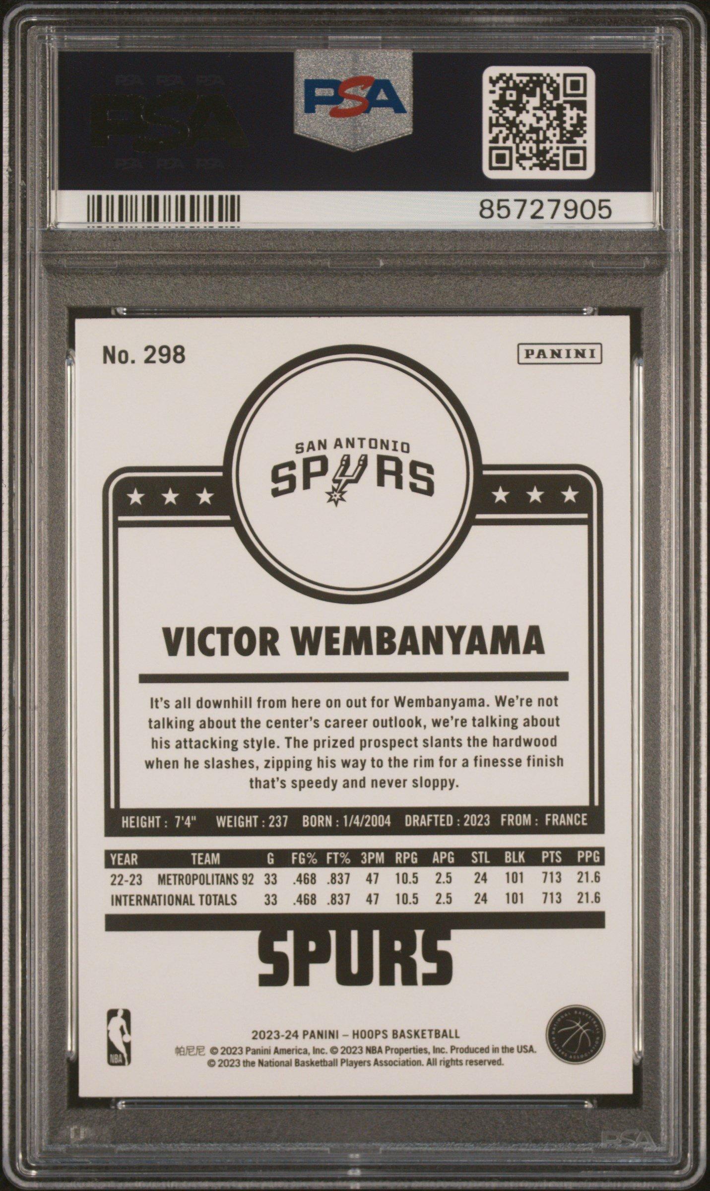 2023 Panini Nba Hoops 298 Victor Wembanyama PSA